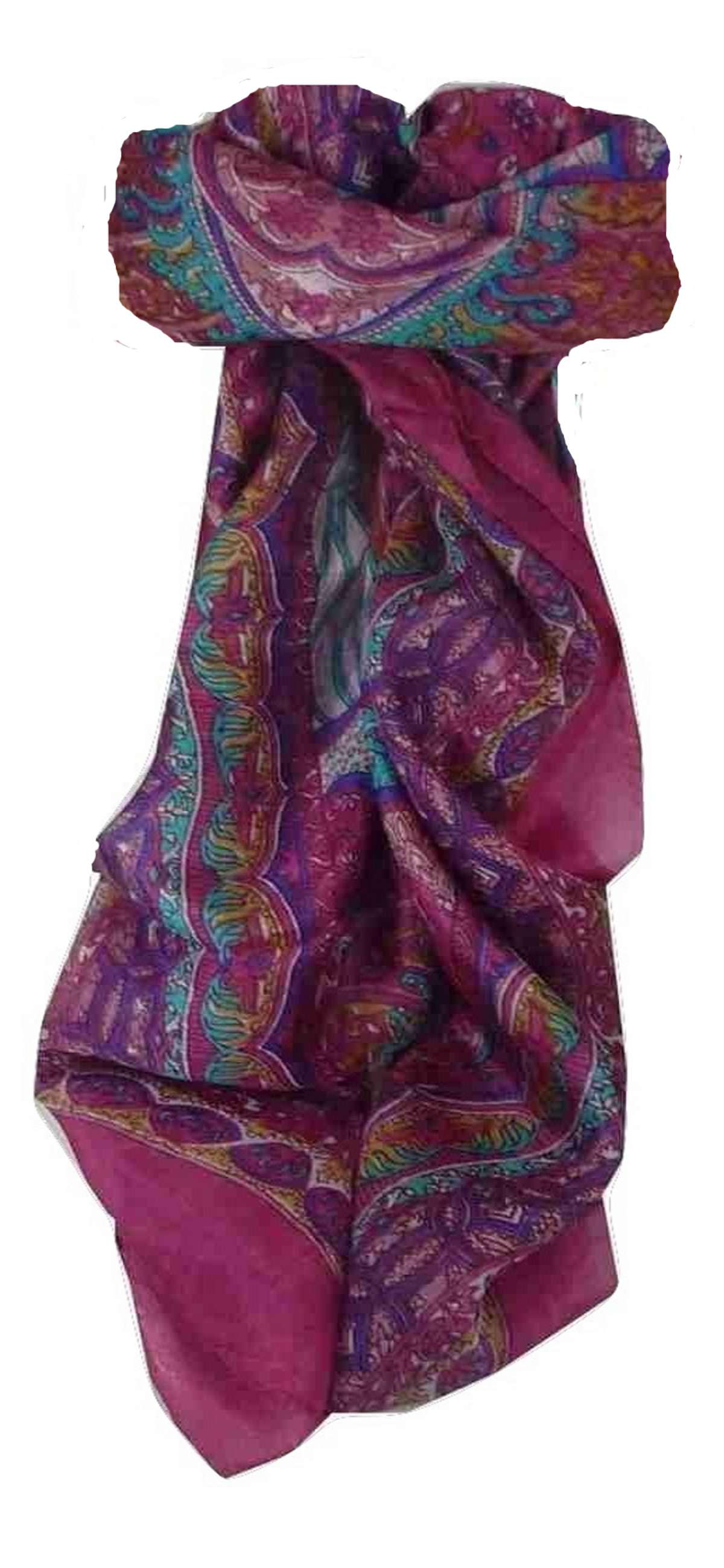 Mulberry Silk Traditional Square Scarf Tara Pink by Pashmina & Silk