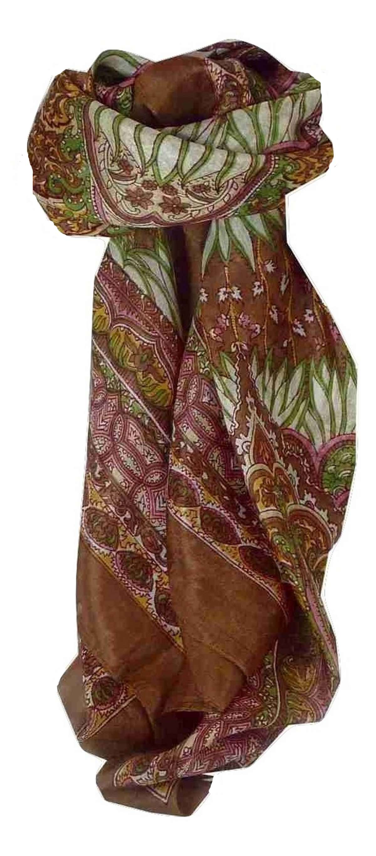 Tradizionale Sciarpa Quadrata di Seta Tara Caramel di Pashmina & Silk