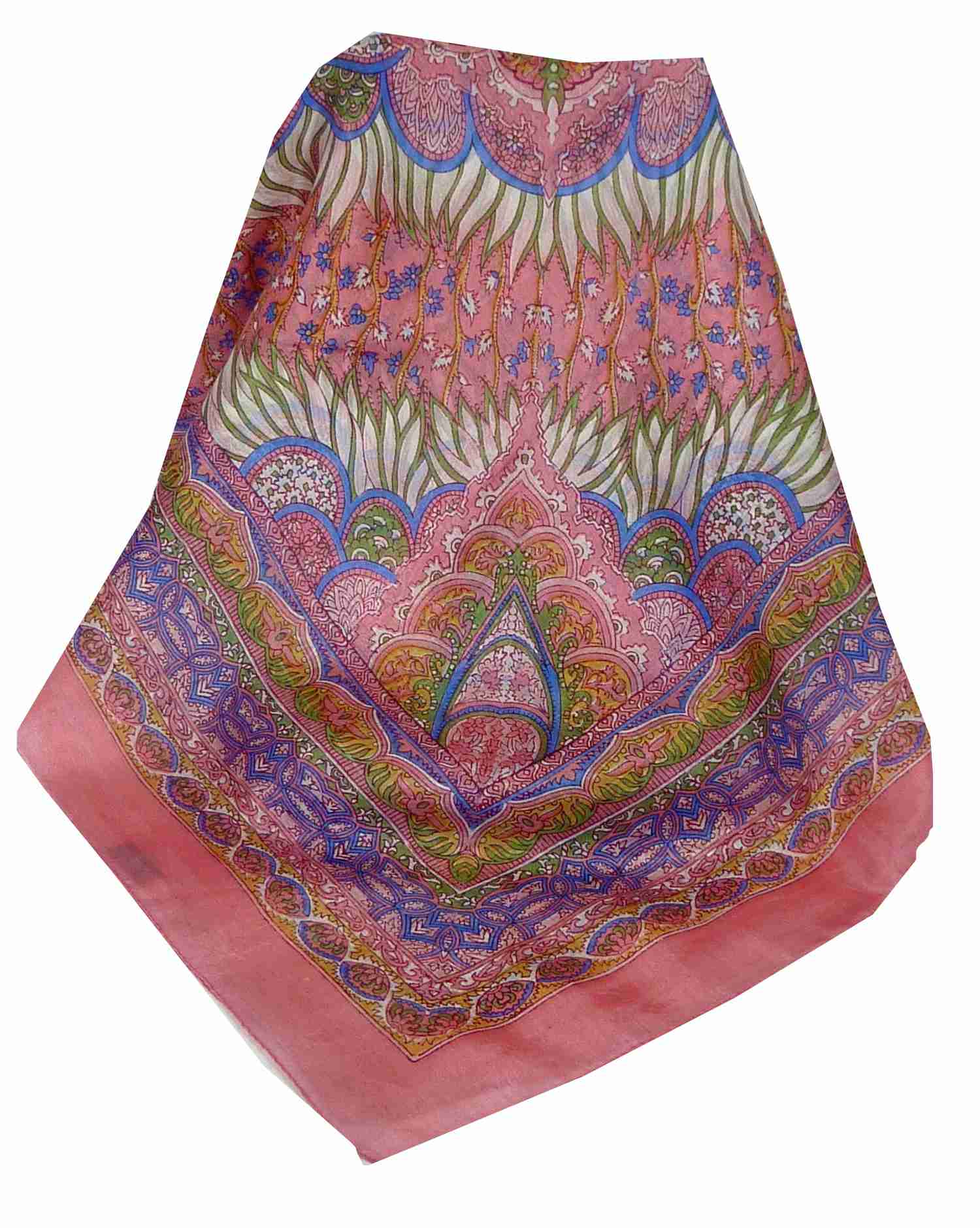Tradizionale Sciarpa Quadrata di Seta Tara Rose di Pashmina & Silk