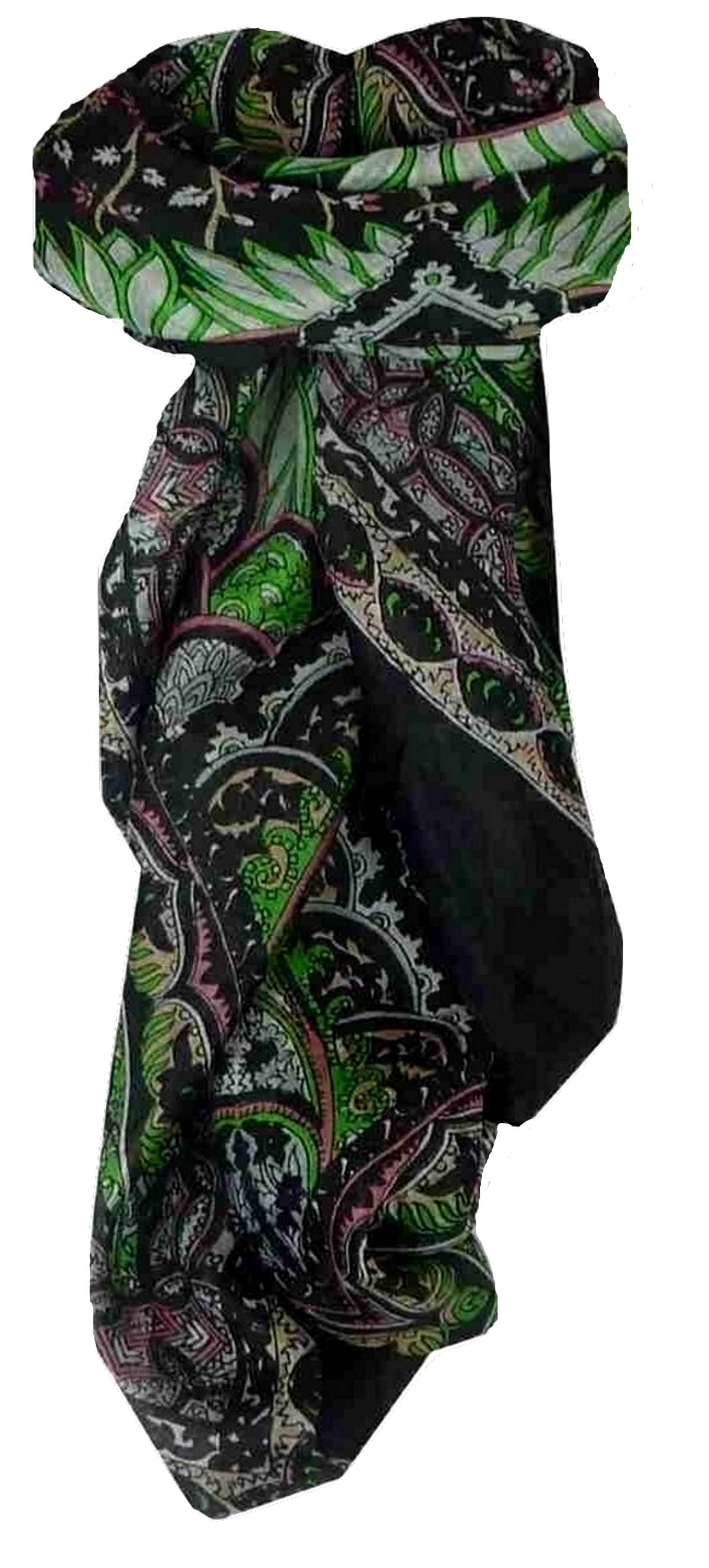Tradizionale Sciarpa Quadrata di Seta Tara Black di Pashmina & Silk