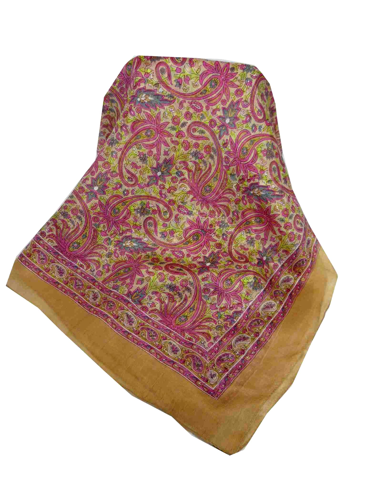 Tradizionale Sciarpa Quadrata di Seta Tilli Ecru di Pashmina & Silk