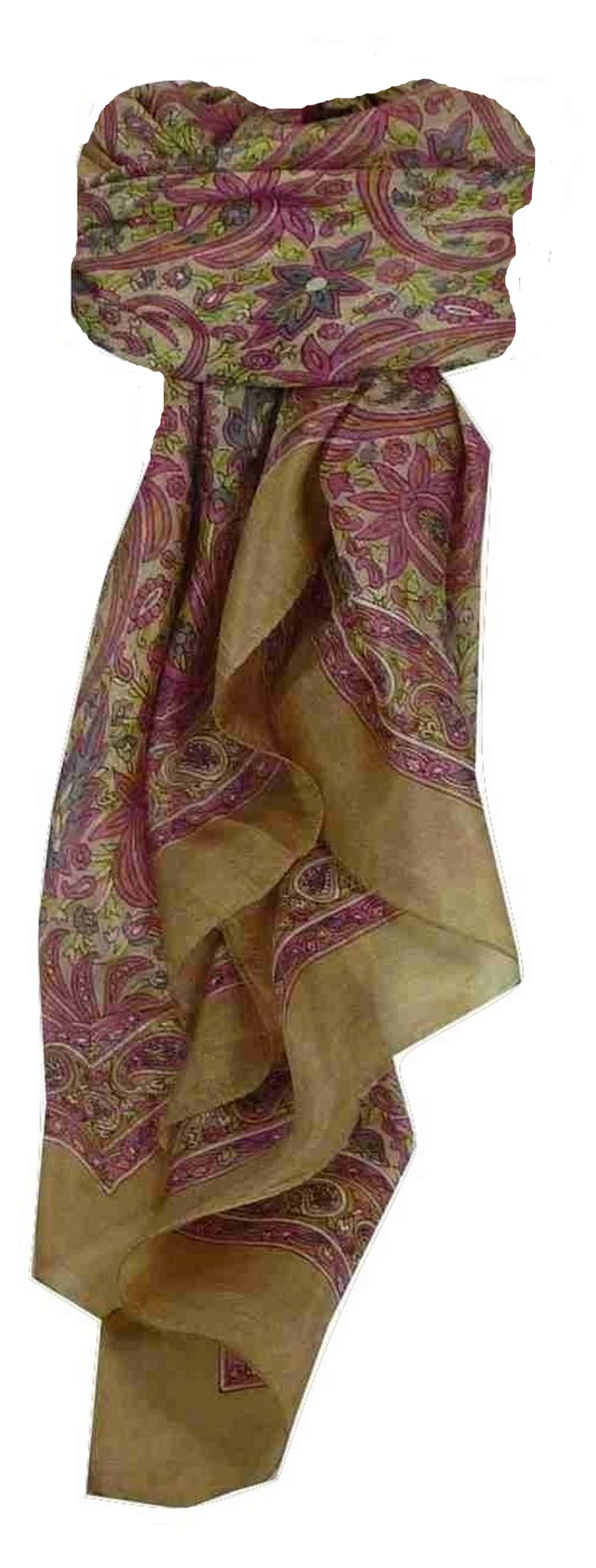 Tradizionale Sciarpa Quadrata di Seta Tilli Ecru di Pashmina & Silk