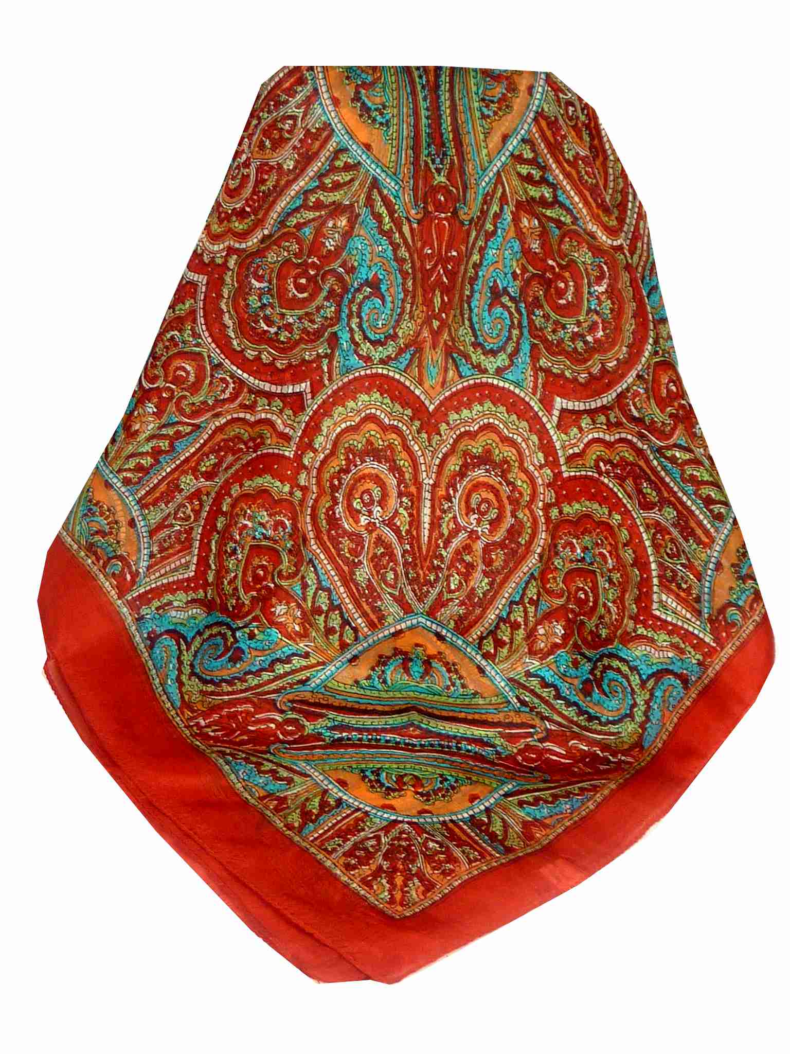 Mulberry Silk Traditional Square Scarf Shimla Red by Pashmina & Silk
