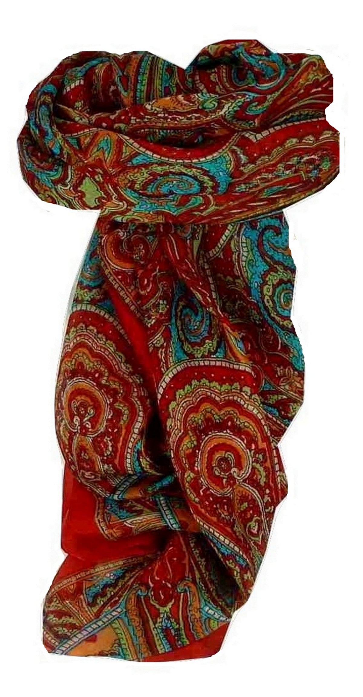 Mulberry Silk Traditional Square Scarf Shimla Red by Pashmina & Silk