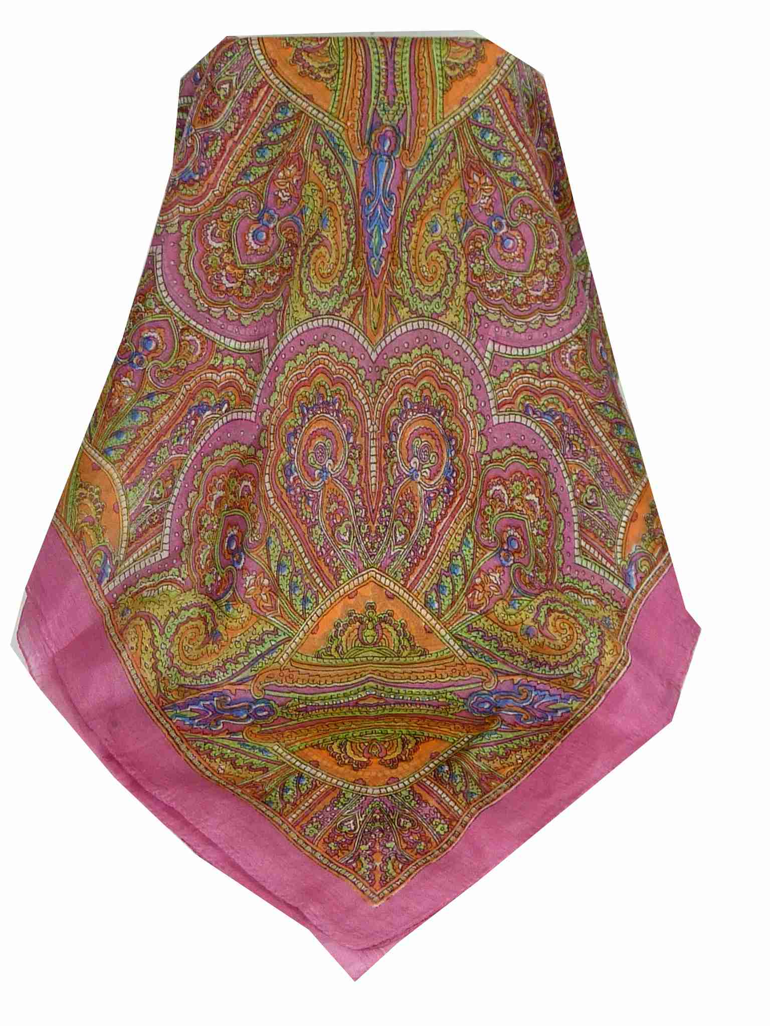 Mulberry Silk Traditional Square Scarf Shimla Pink by Pashmina & Silk