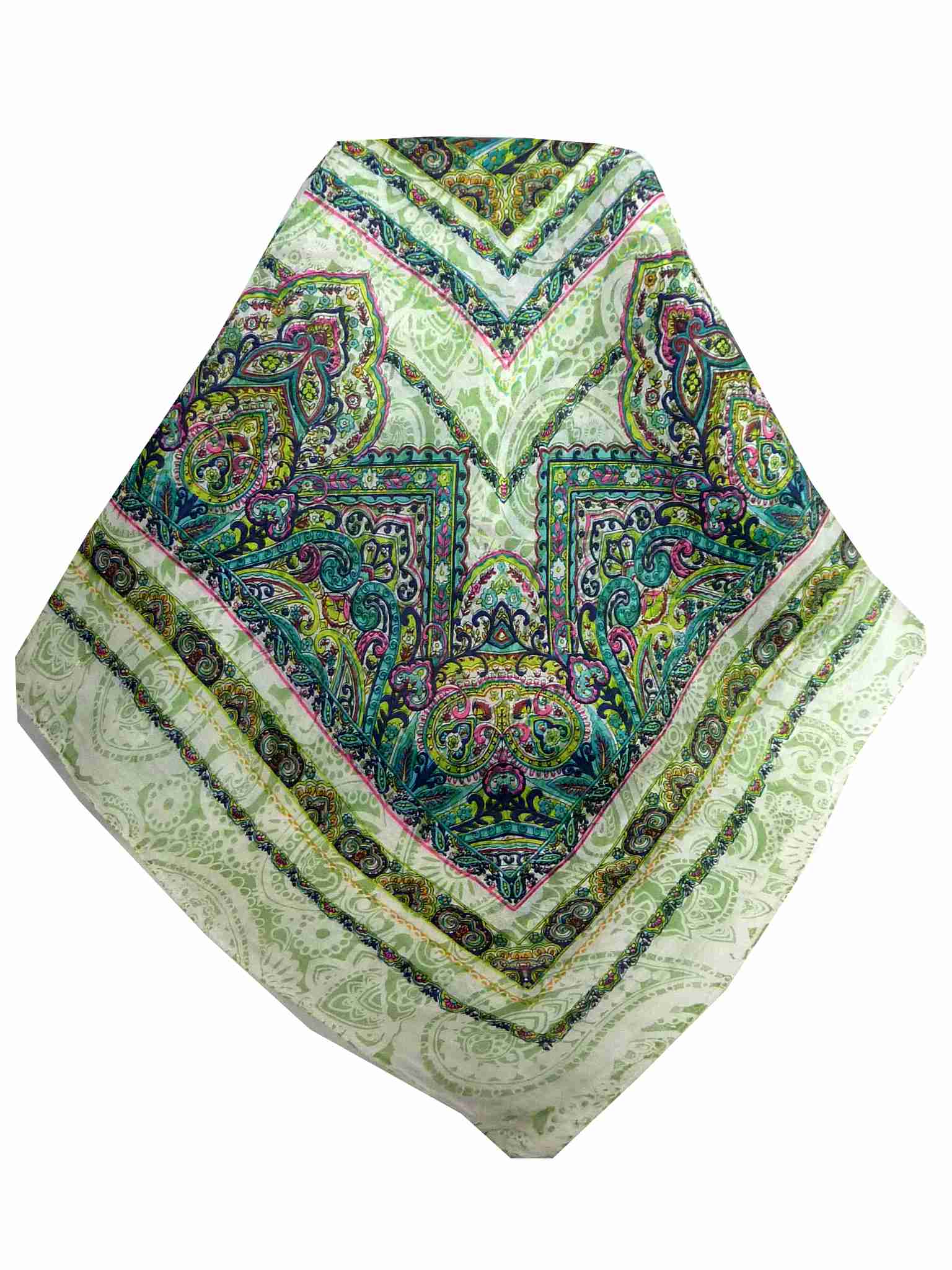 Tradizionale Sciarpa Quadrata di Seta Shobna Green di Pashmina & Silk