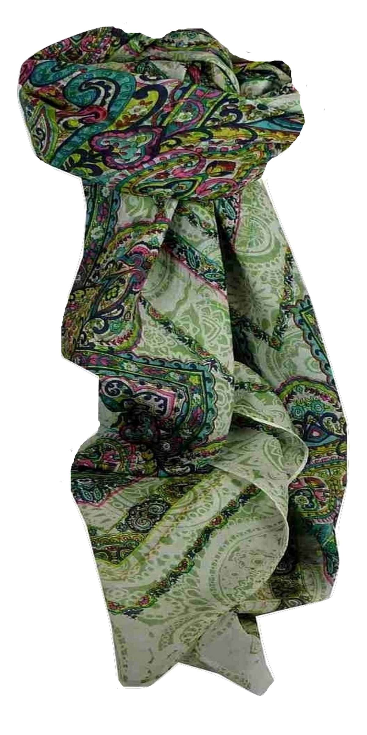 Tradizionale Sciarpa Quadrata di Seta Shobna Green di Pashmina & Silk