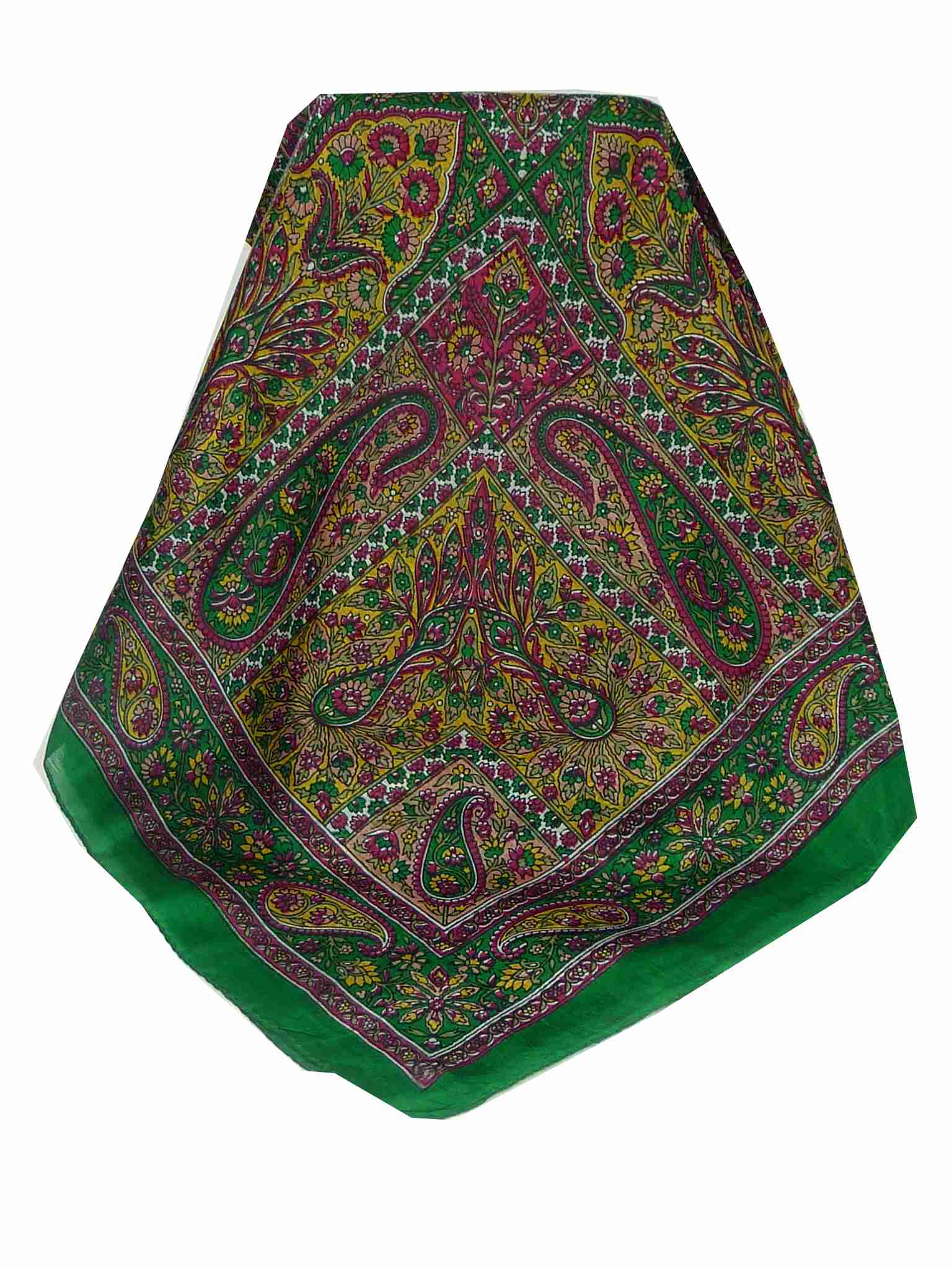 Tradizionale Sciarpa Quadrata di Seta Solan Green di Pashmina & Silk