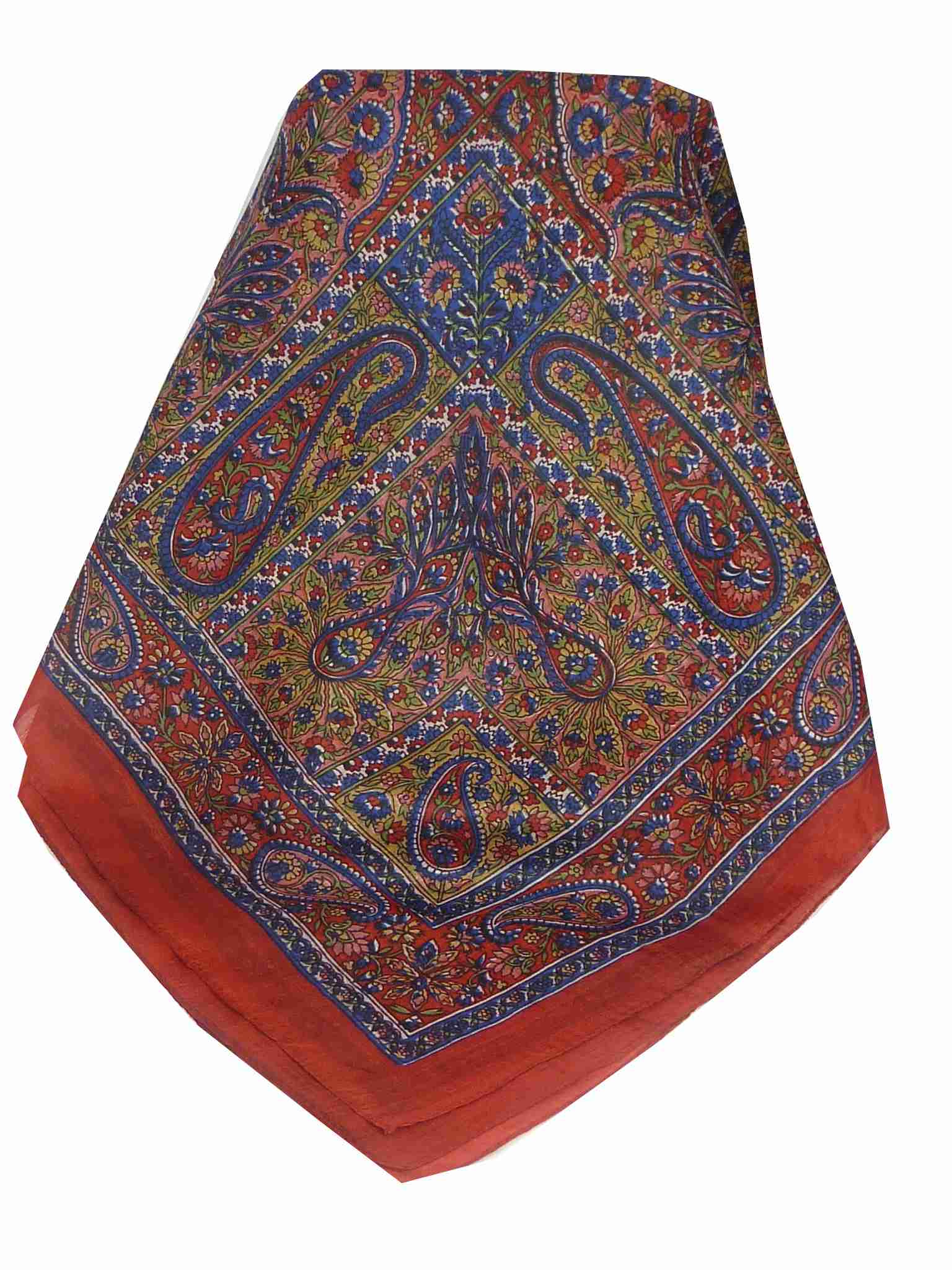 Tradizionale Sciarpa Quadrata di Seta Solan Red di Pashmina & Silk