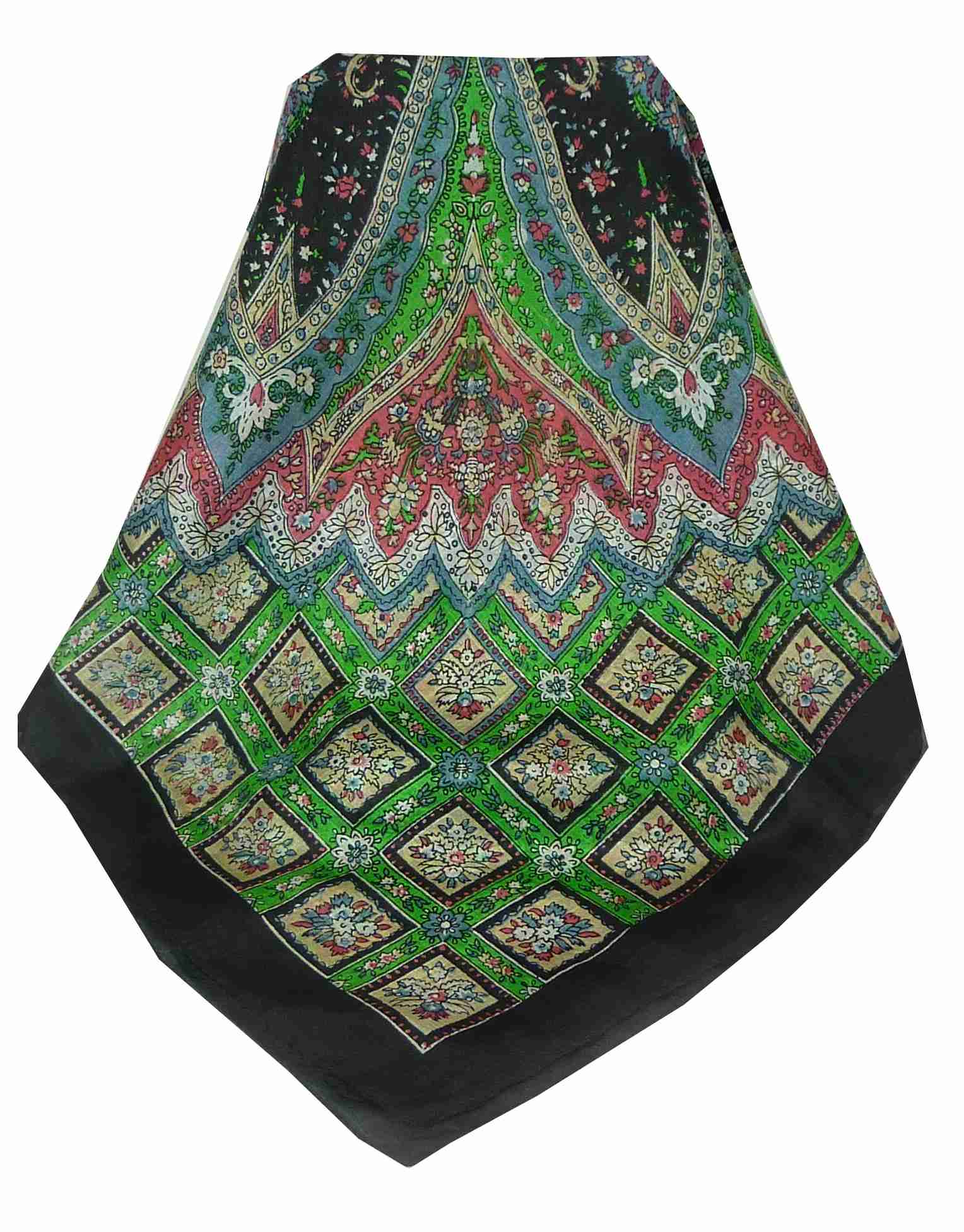 Tradizionale Sciarpa Quadrata di Seta Sunita Black di Pashmina & Silk