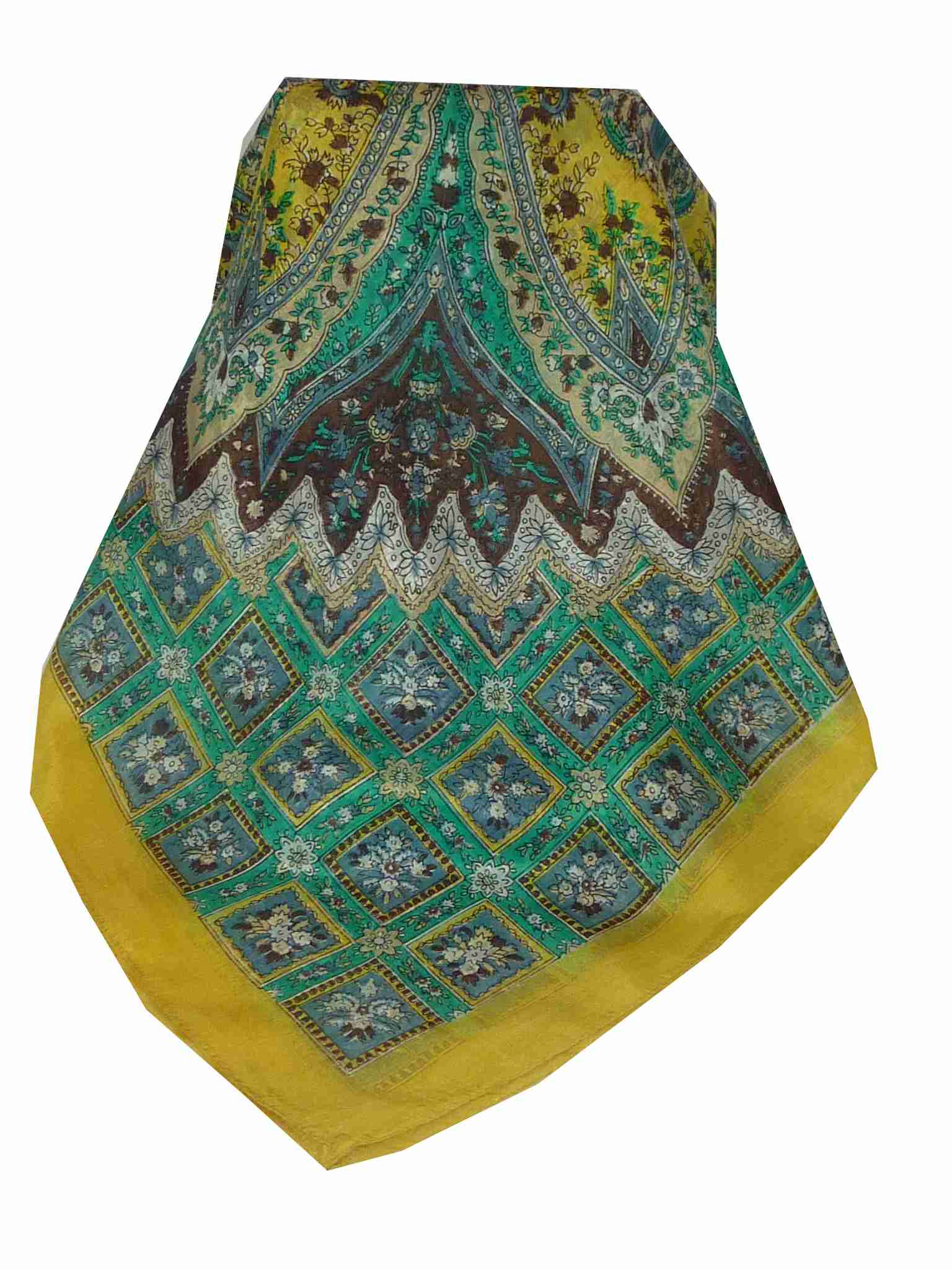 Tradizionale Sciarpa Quadrata di Seta Sunita Cream di Pashmina & Silk