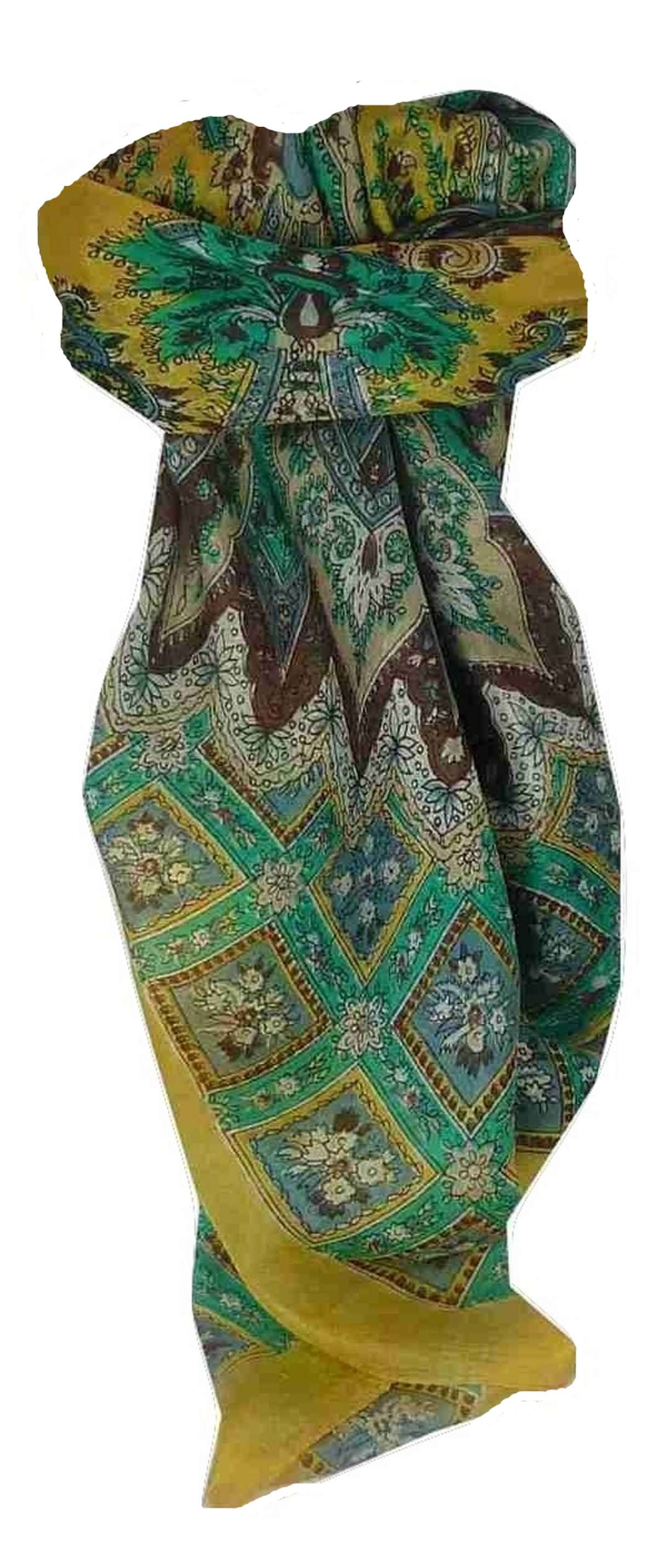 Tradizionale Sciarpa Quadrata di Seta Sunita Cream di Pashmina & Silk