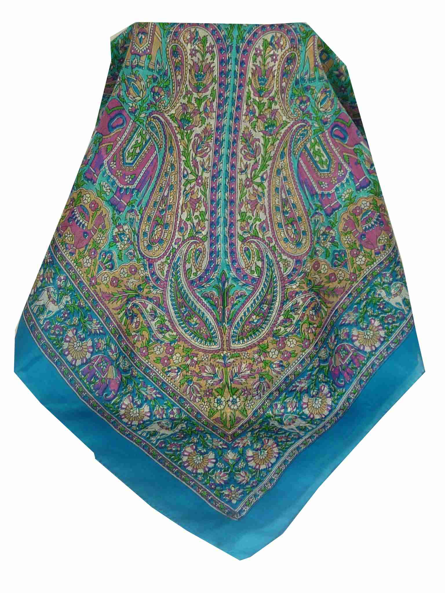 Mulberry Silk Traditional Square Scarf Sarnath Sky by Pashmina & Silk