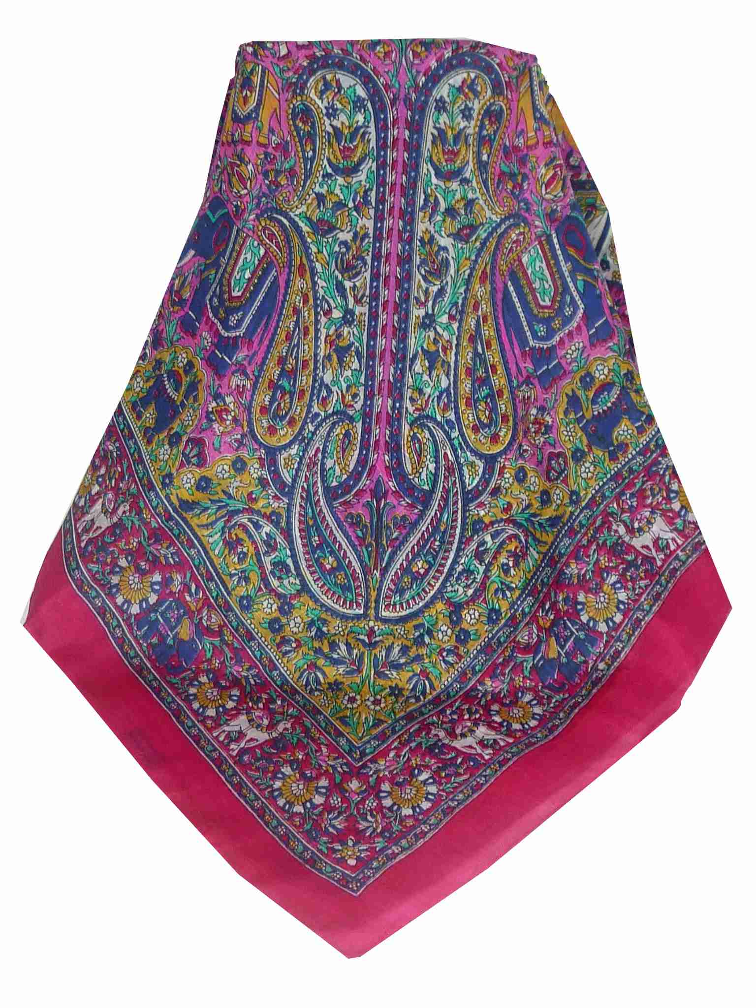 Mulberry Silk Traditional Square Scarf Sarnath Pink by Pashmina & Silk