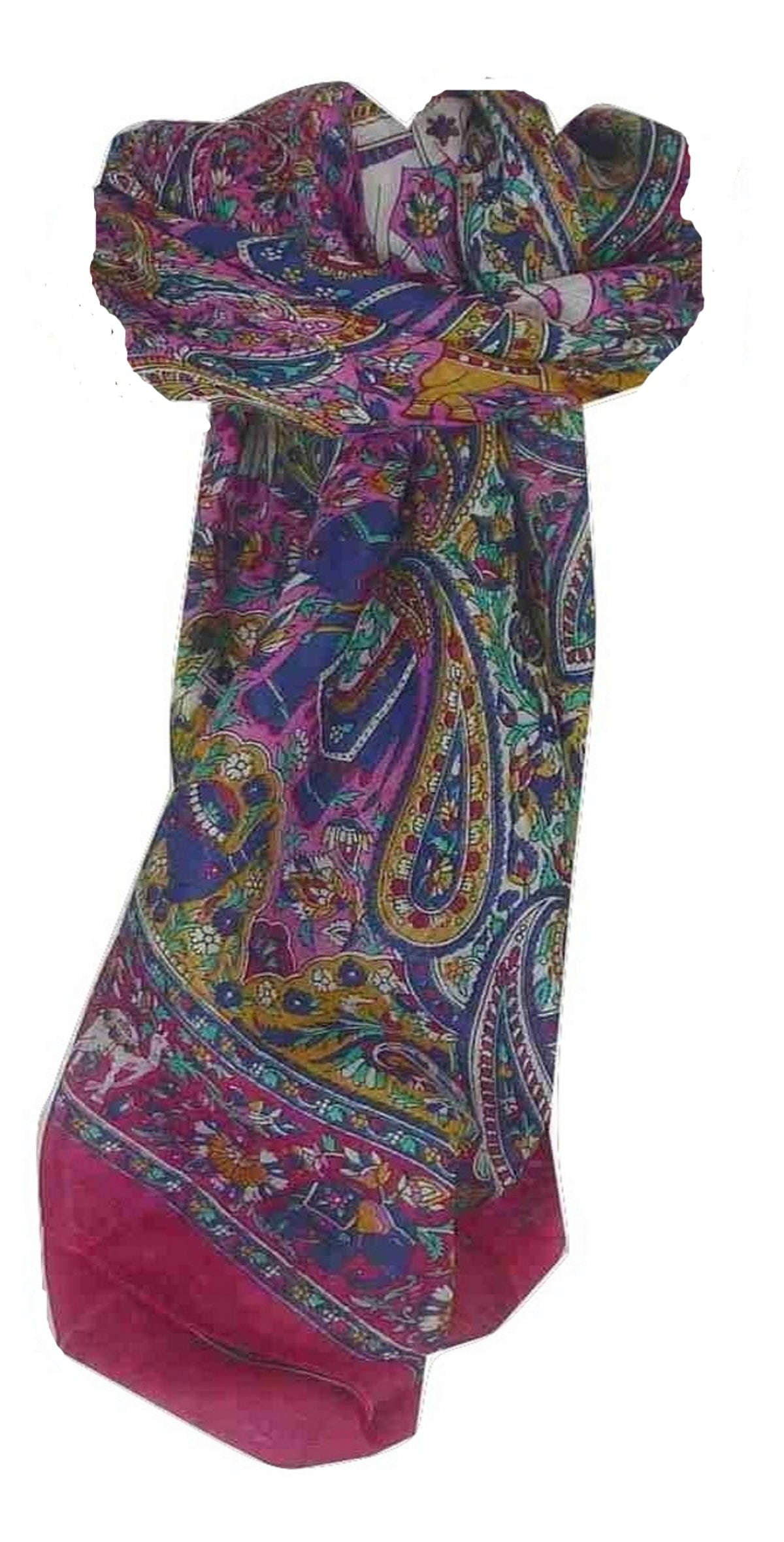 Mulberry Silk Traditional Square Scarf Sarnath Pink by Pashmina & Silk