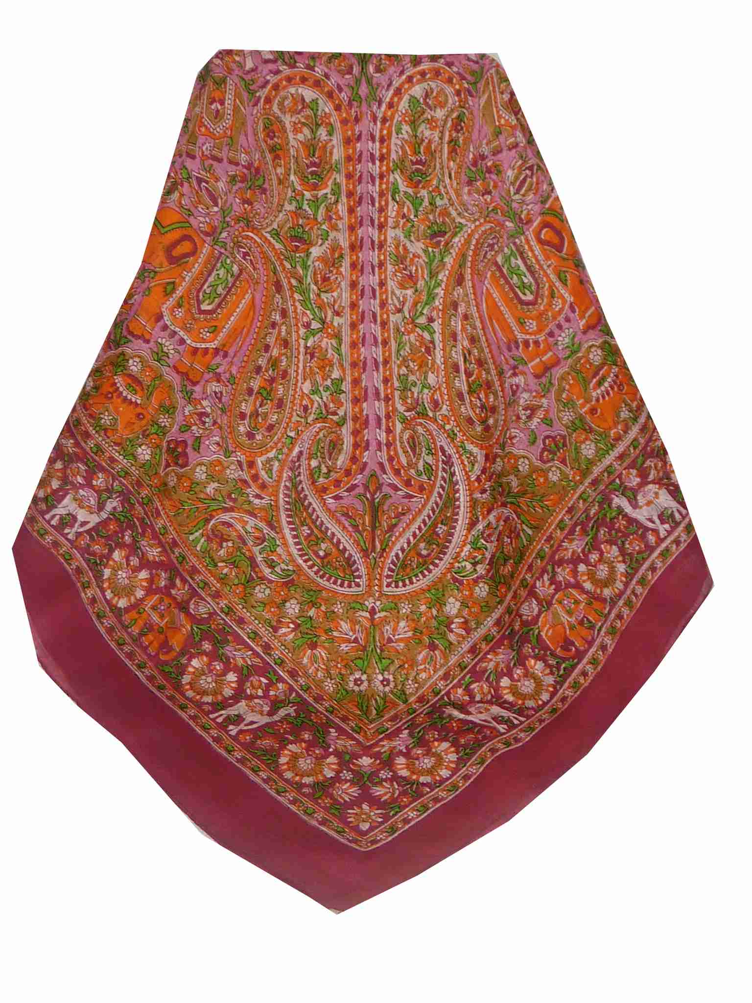 Mulberry Silk Traditional Square Scarf Sarnath Red by Pashmina & Silk