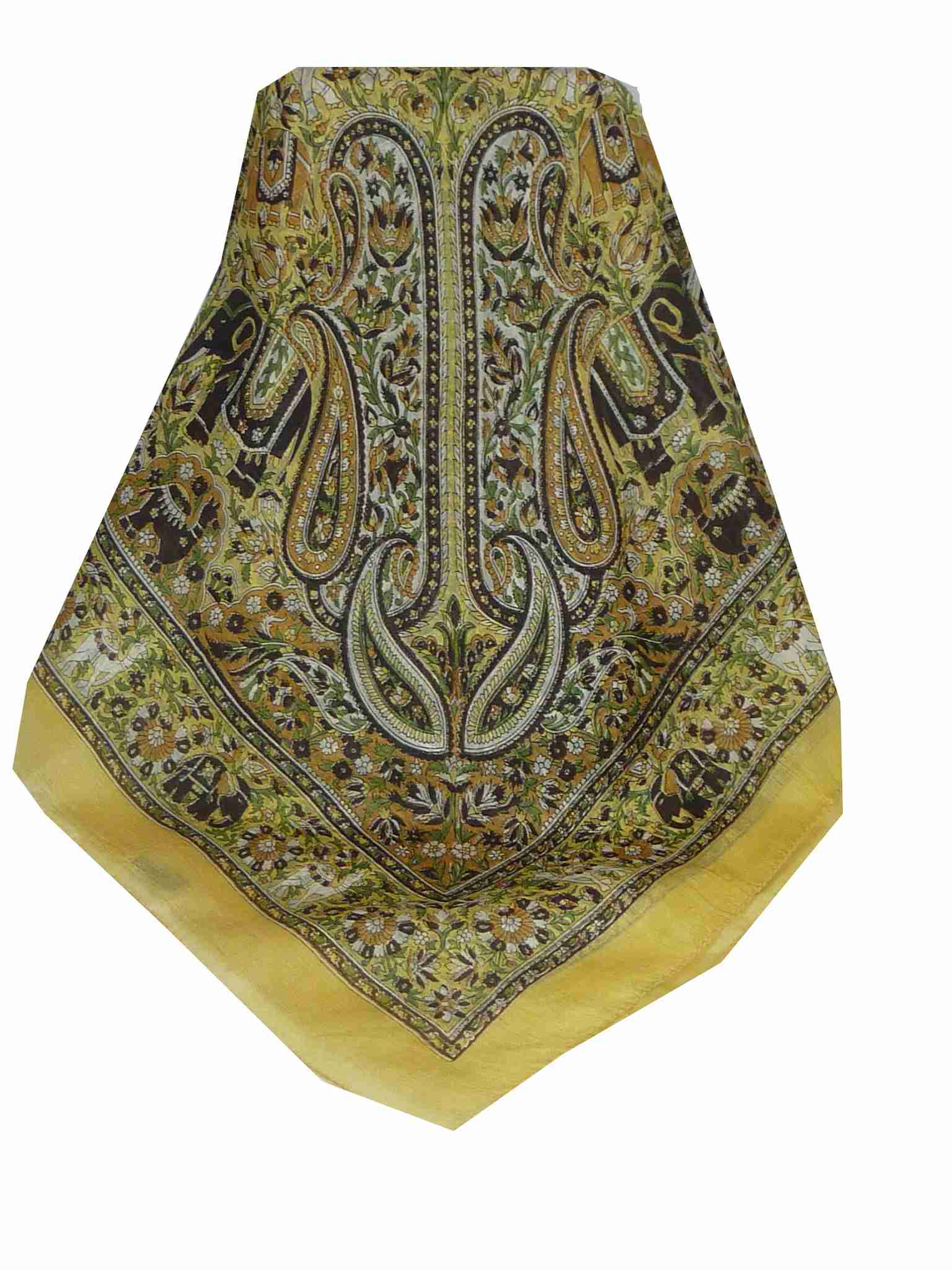 Mulberry Silk Traditional Square Scarf Sarnath Cream by Pashmina & Silk