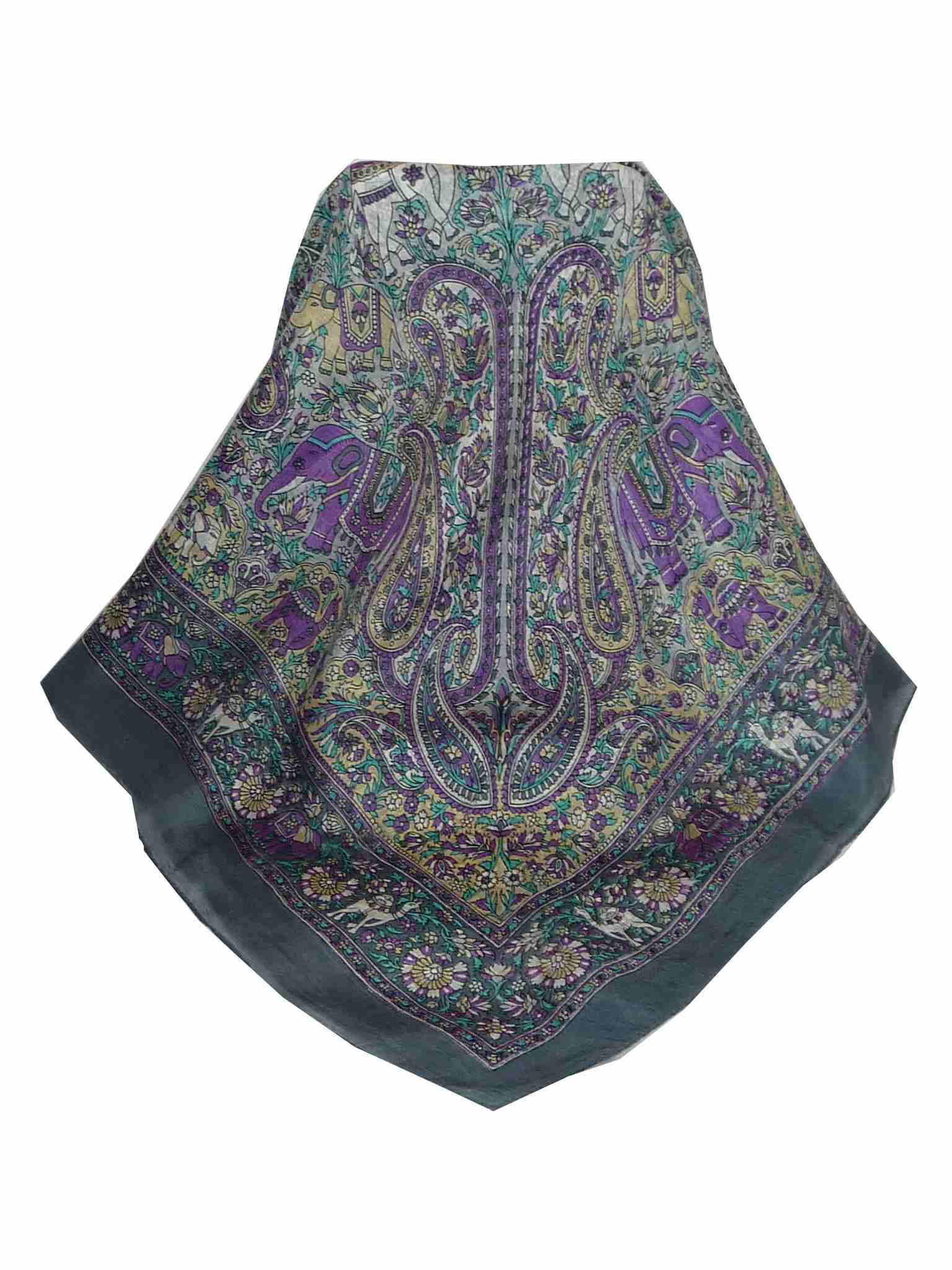 Mulberry Silk Traditional Square Scarf Sarnath Grey by Pashmina & Silk