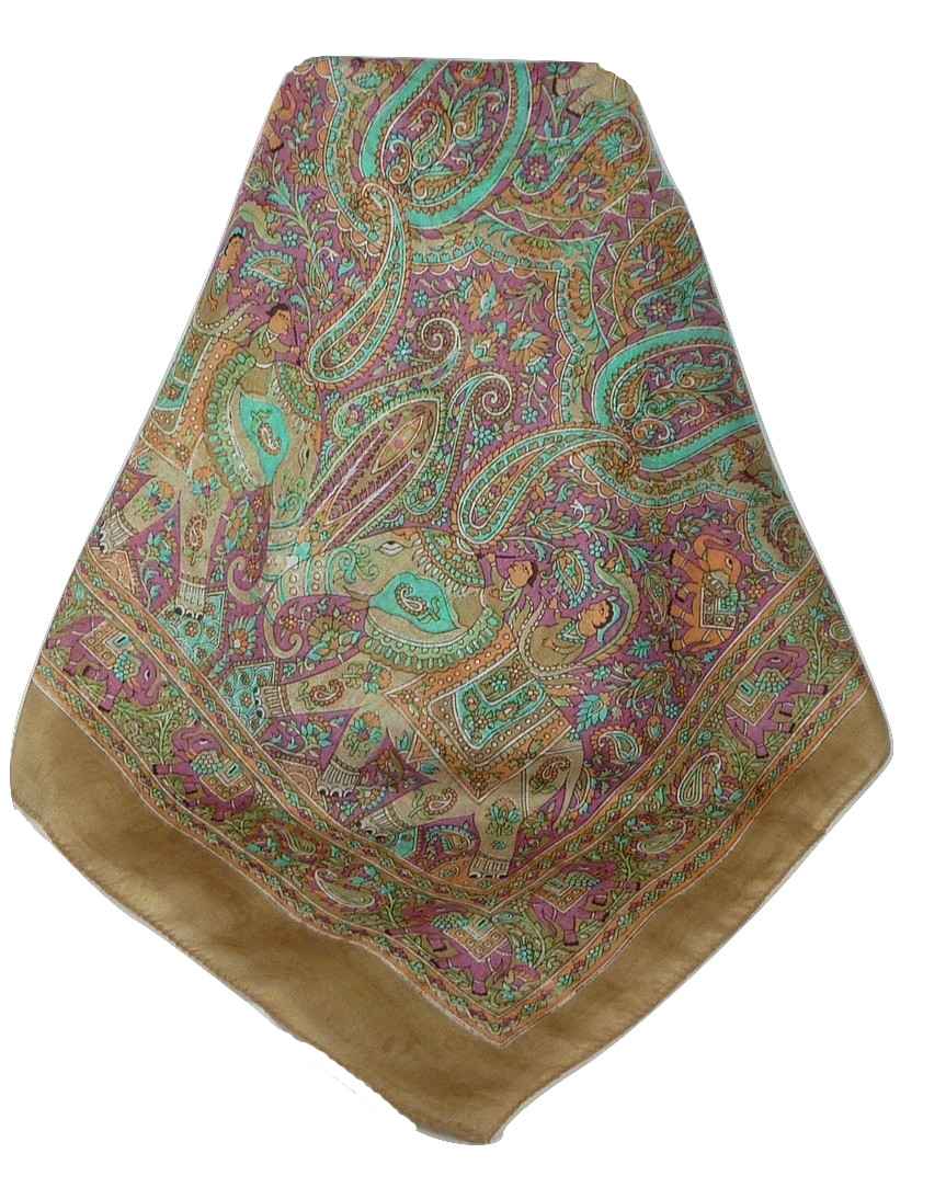 Classic Paisley Long Scarf Mulberry Silk Modi Sienna by Pashmina & Silk