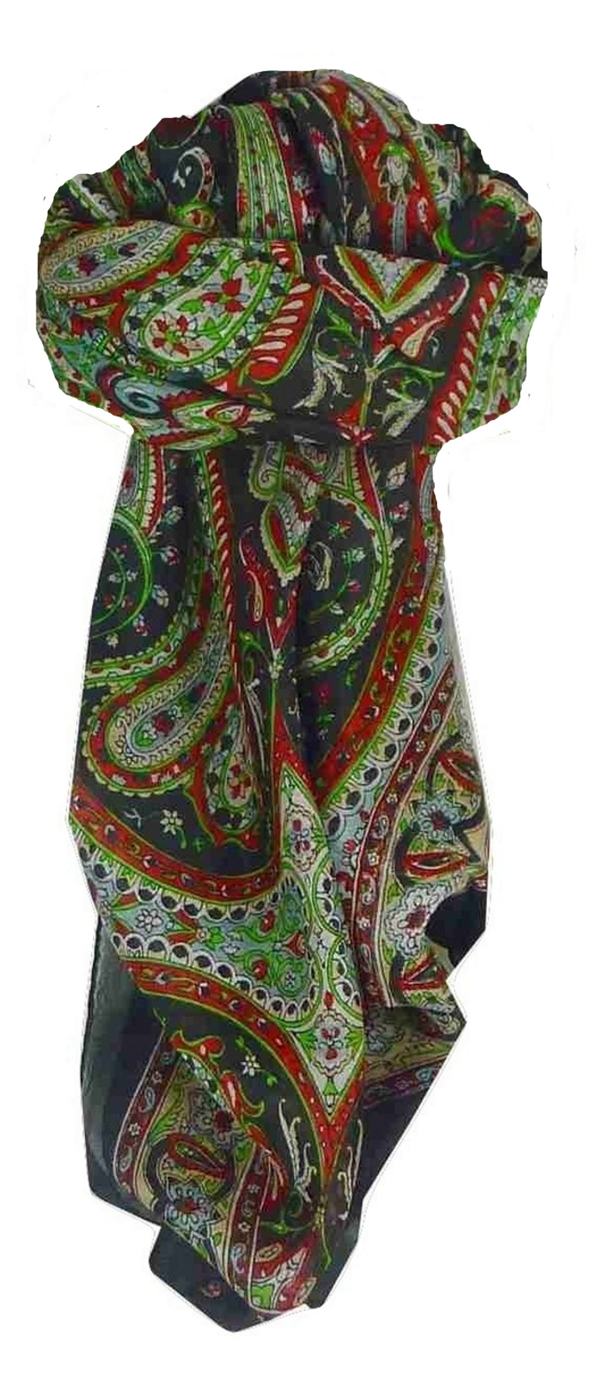 Mulberry Silk Traditional Square Scarf Shillong Black by Pashmina & Silk