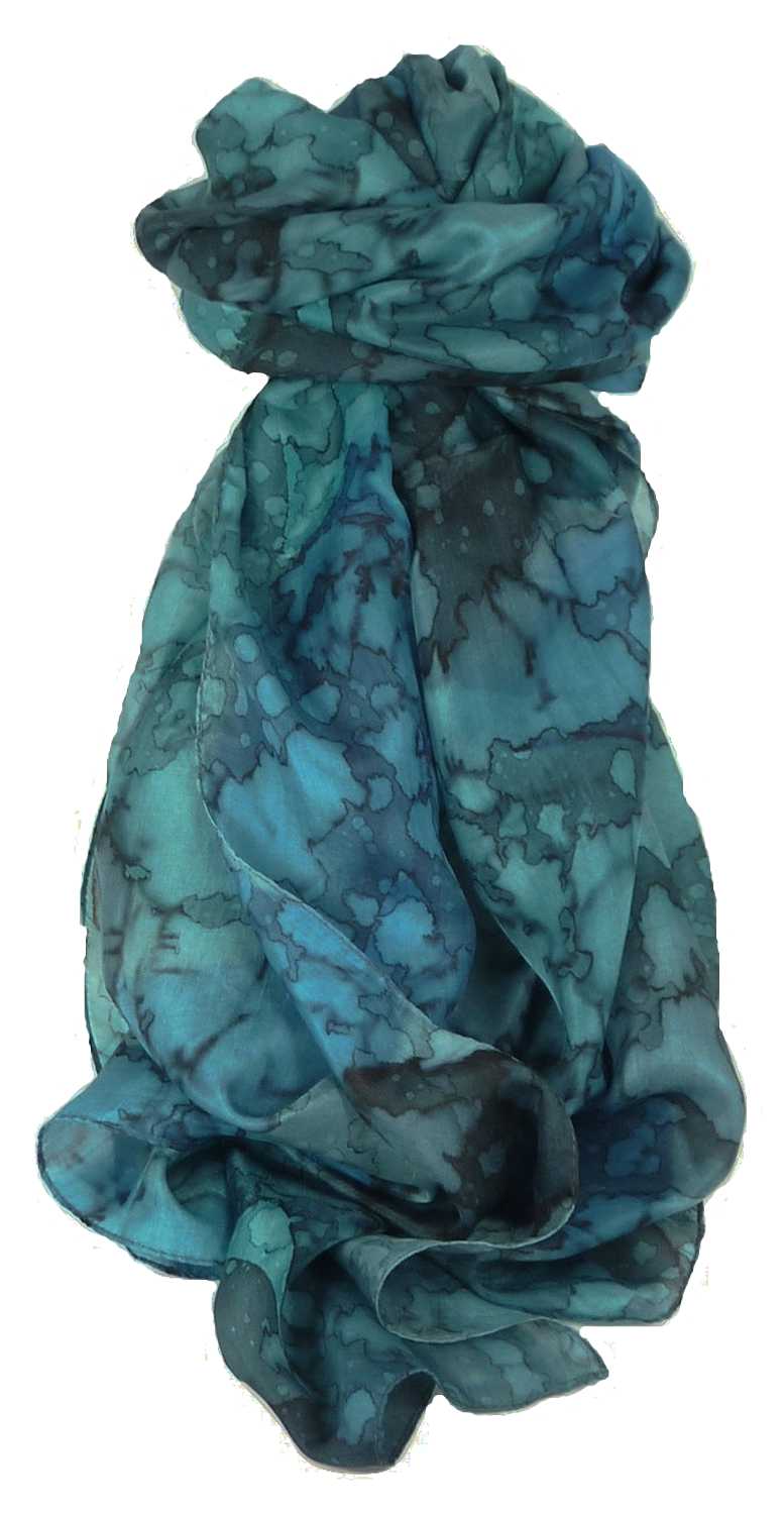 Sciarpa Lunga Classic Seta di Gelso Dipinto a Mano French Blues da Pashmina & Silk