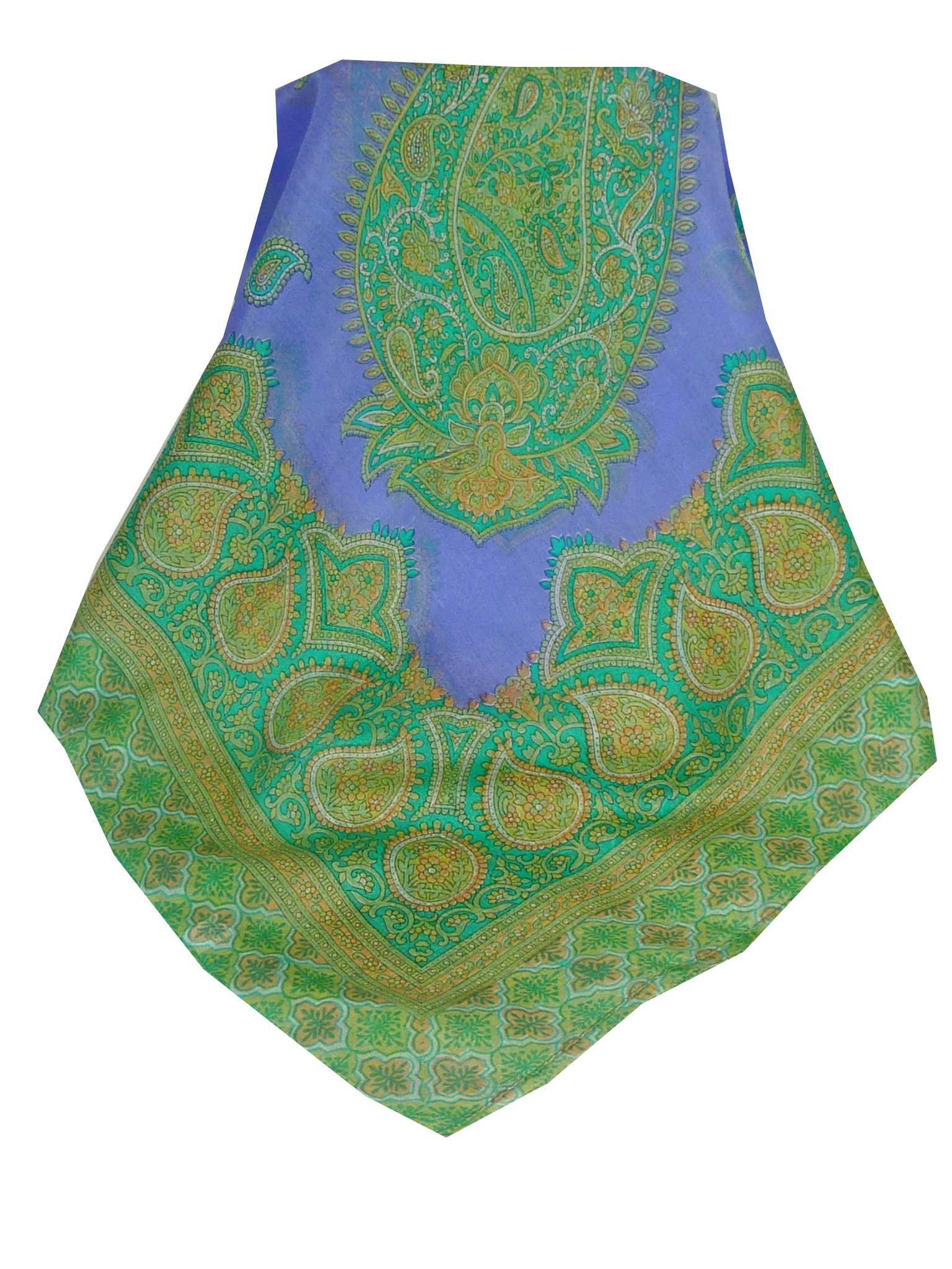 Mulberry Silk Traditional Square Scarf Salena Violet & Green by Pashmina & Silk