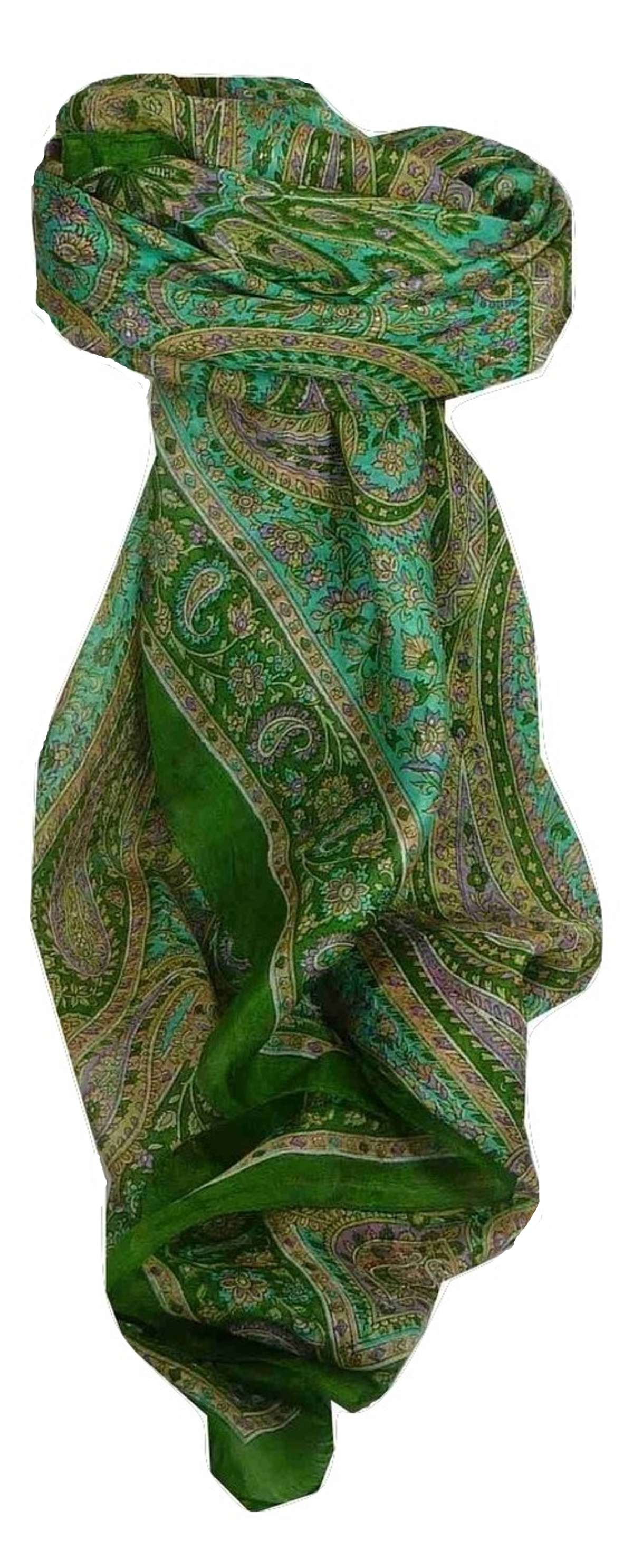 Mulberry Silk Traditional Square Scarf Rohana Sage by Pashmina & Silk