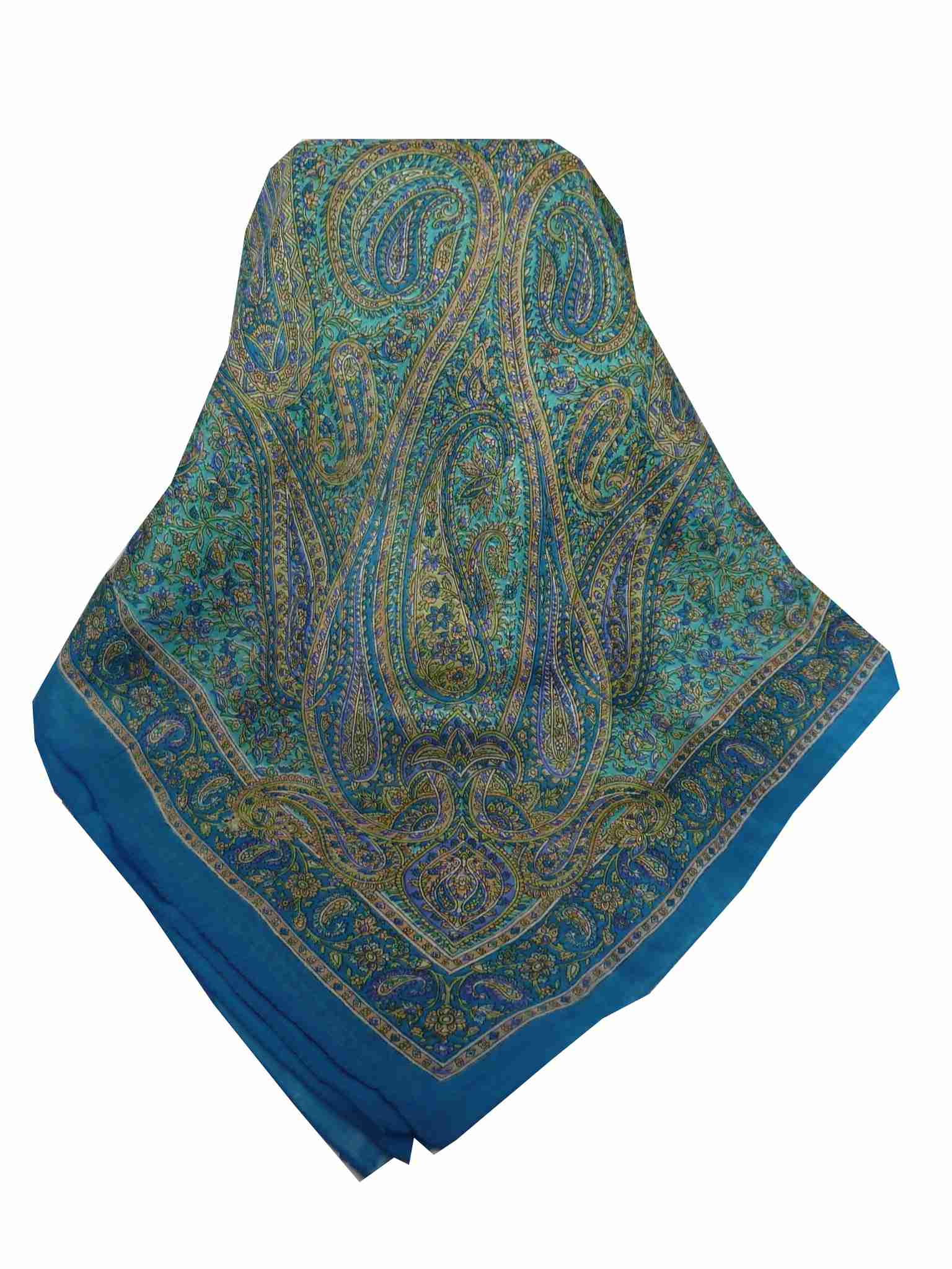 Mulberry Silk Traditional Square Scarf Rohana Blue by Pashmina & Silk