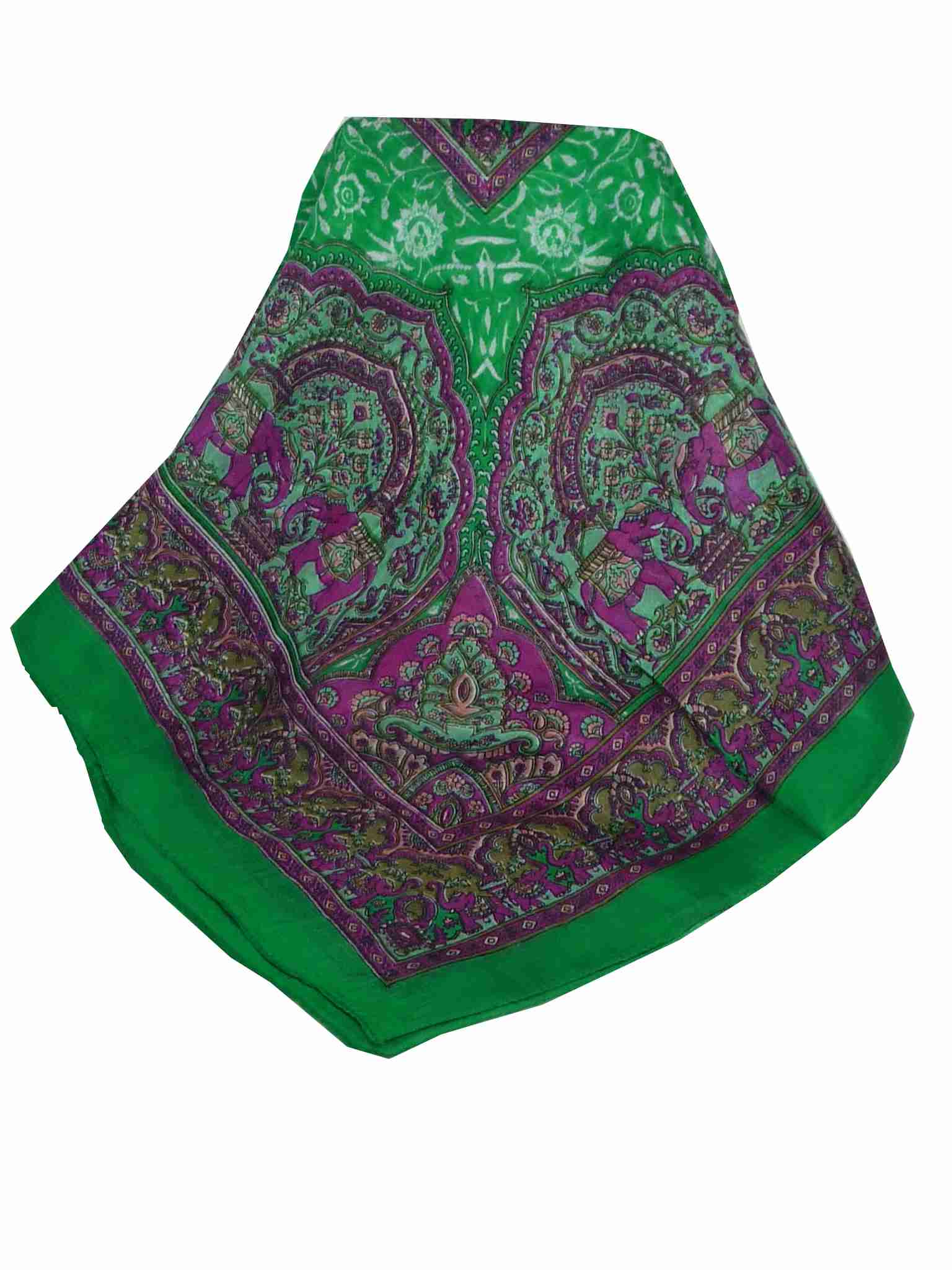 Mulberry Silk Traditional Square Scarf Ravali Teal & Violet by Pashmina & Silk