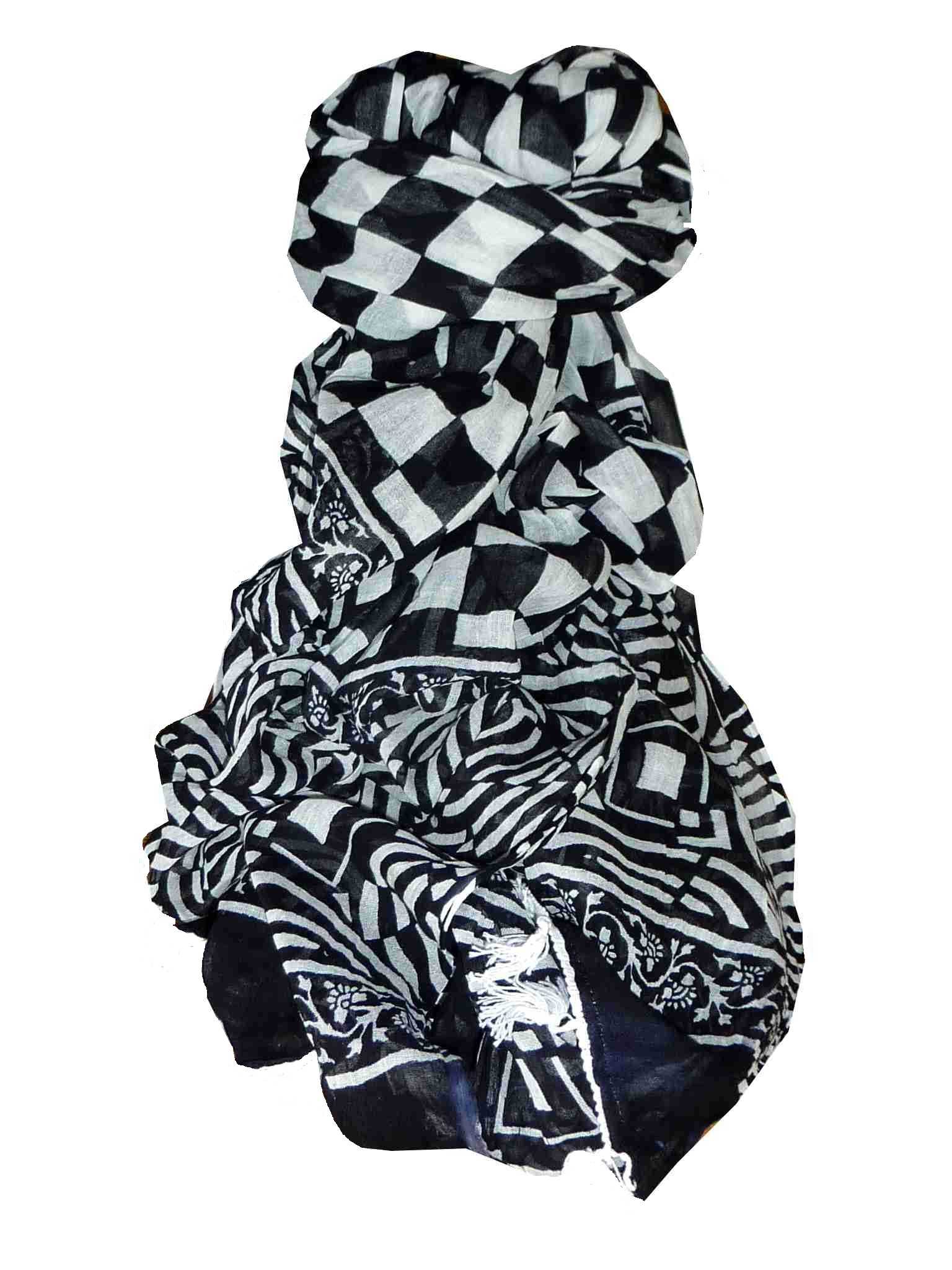 Dupatta Karnataka Sarong Scarf Black & White by Pashmina & Silk