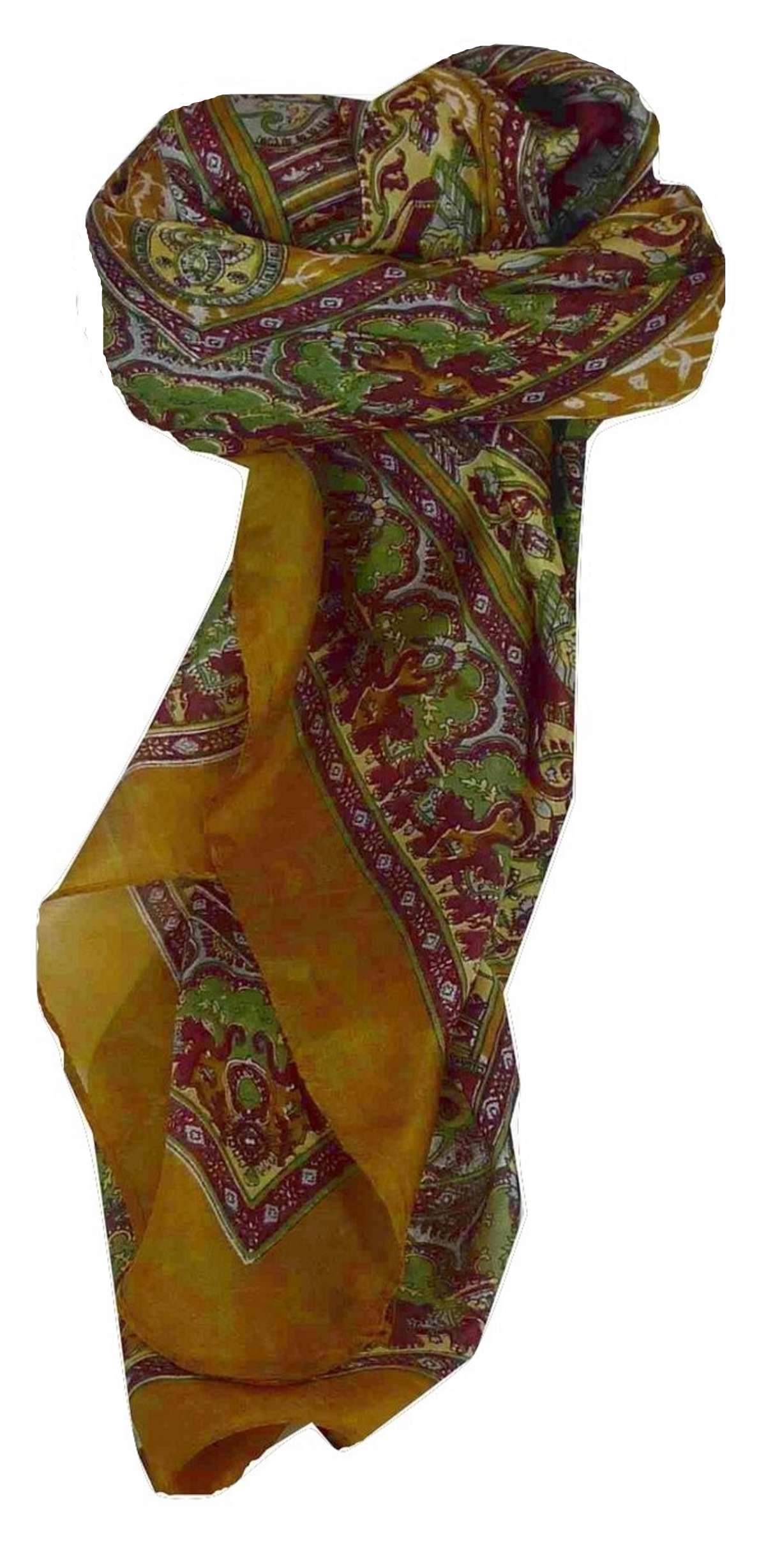 Mulberry Silk Traditional Square Scarf Ravali Caramel & Wine by Pashmina & Silk