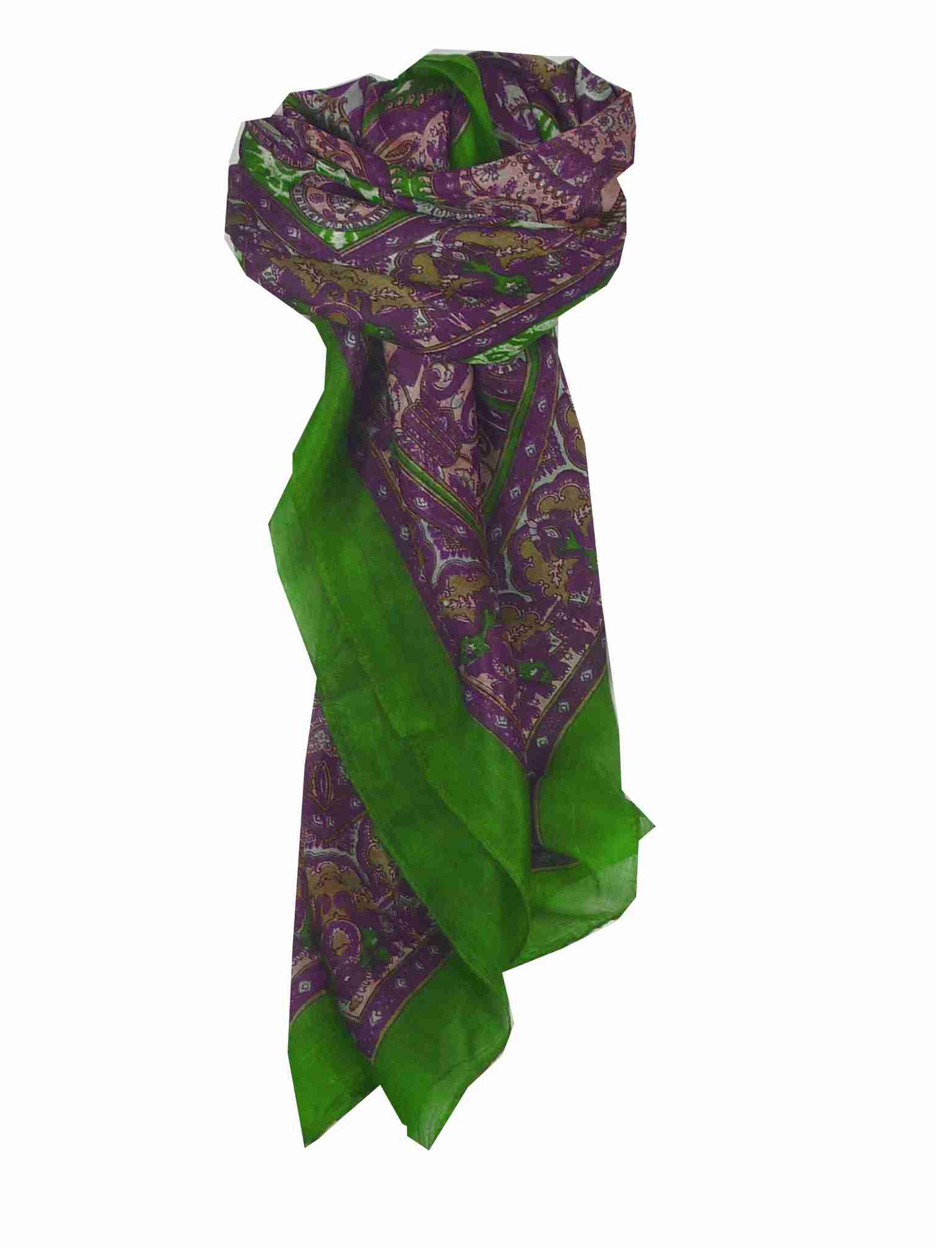 Mulberry Silk Traditional Square Scarf Ravali Wine & Citron by Pashmina & Silk