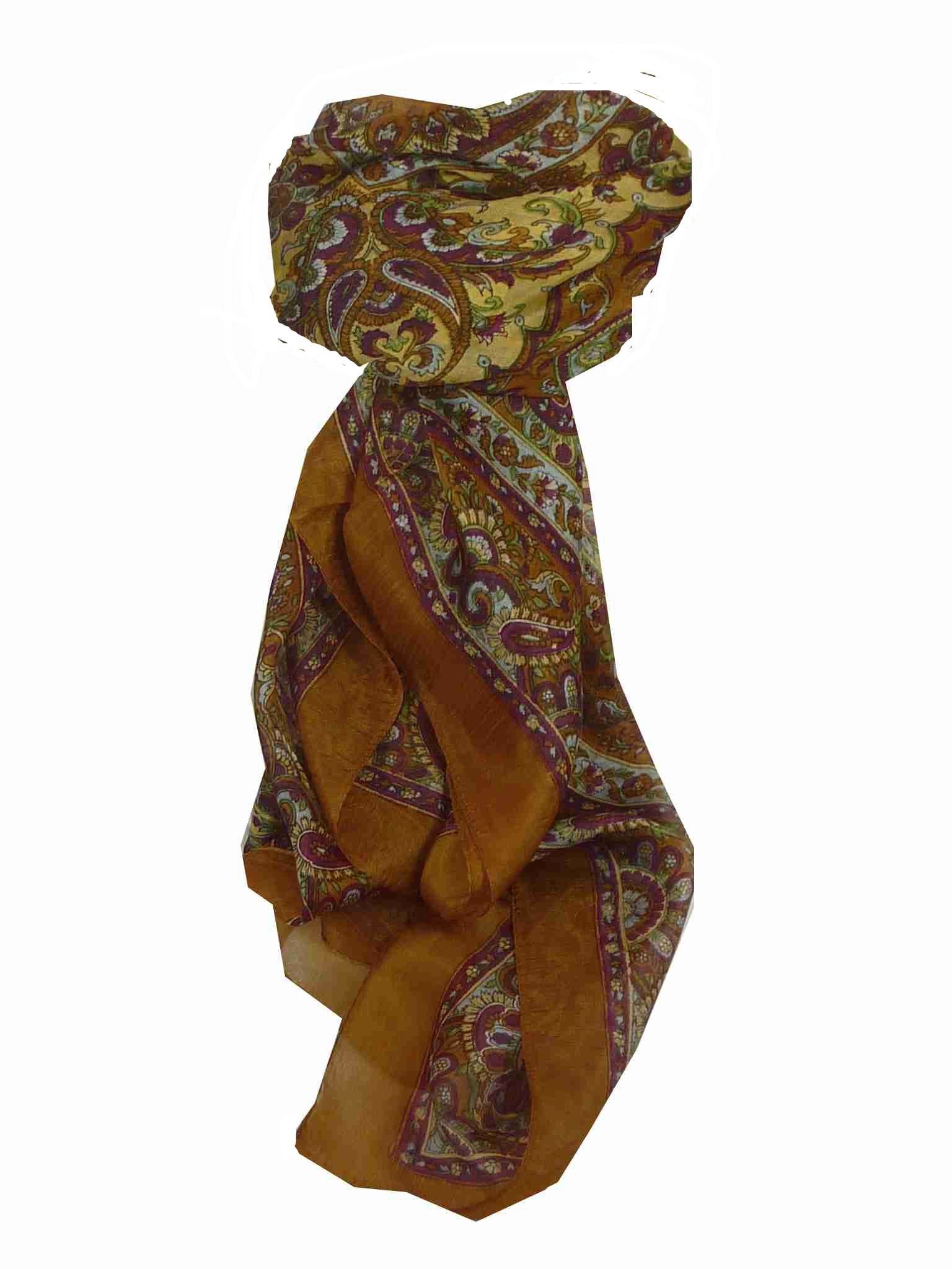 Mulberry Silk Traditional Square Scarf Rashia Caramel by Pashmina & Silk