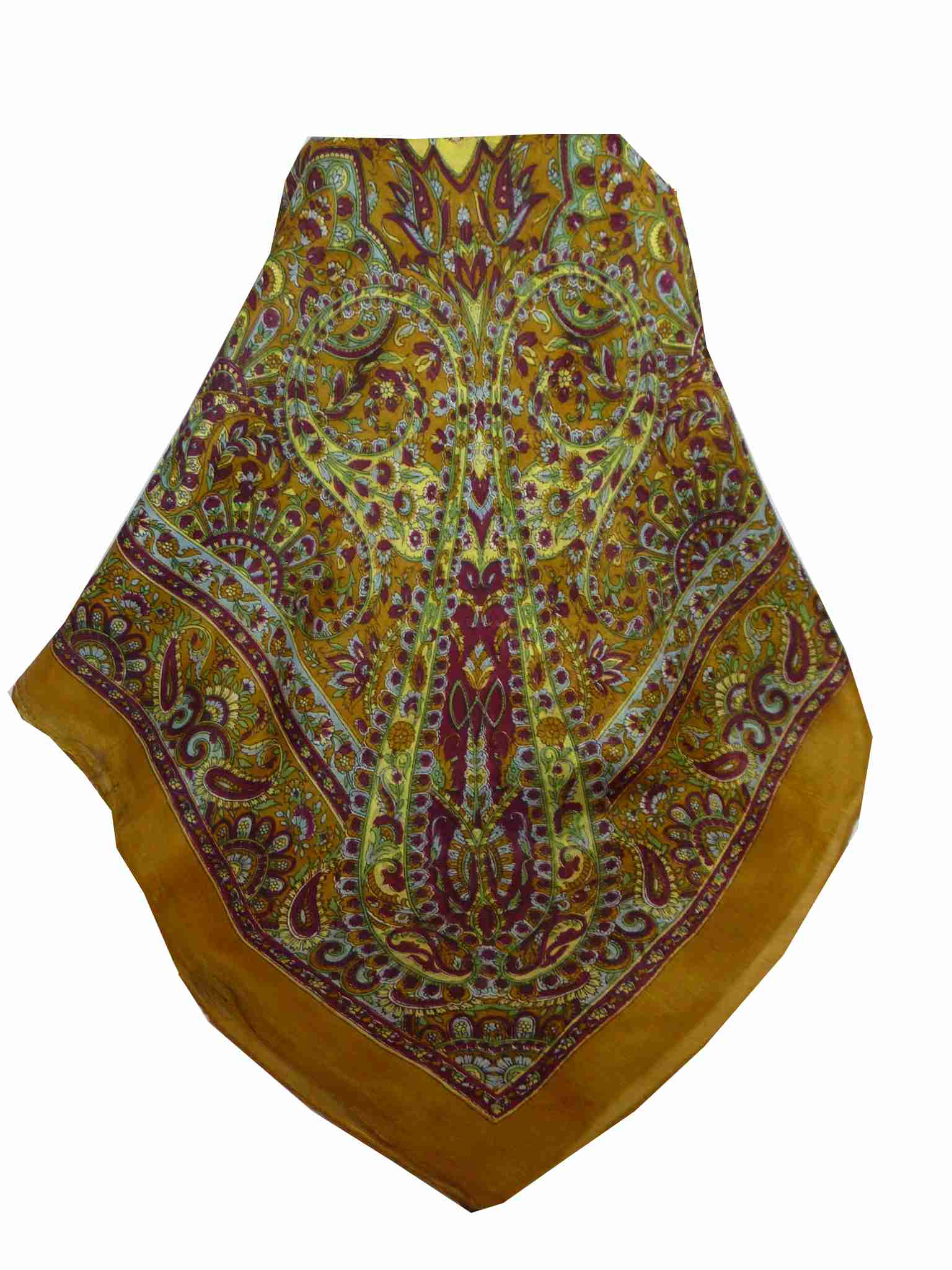 Mulberry Silk Traditional Square Scarf Rashia Caramel by Pashmina & Silk