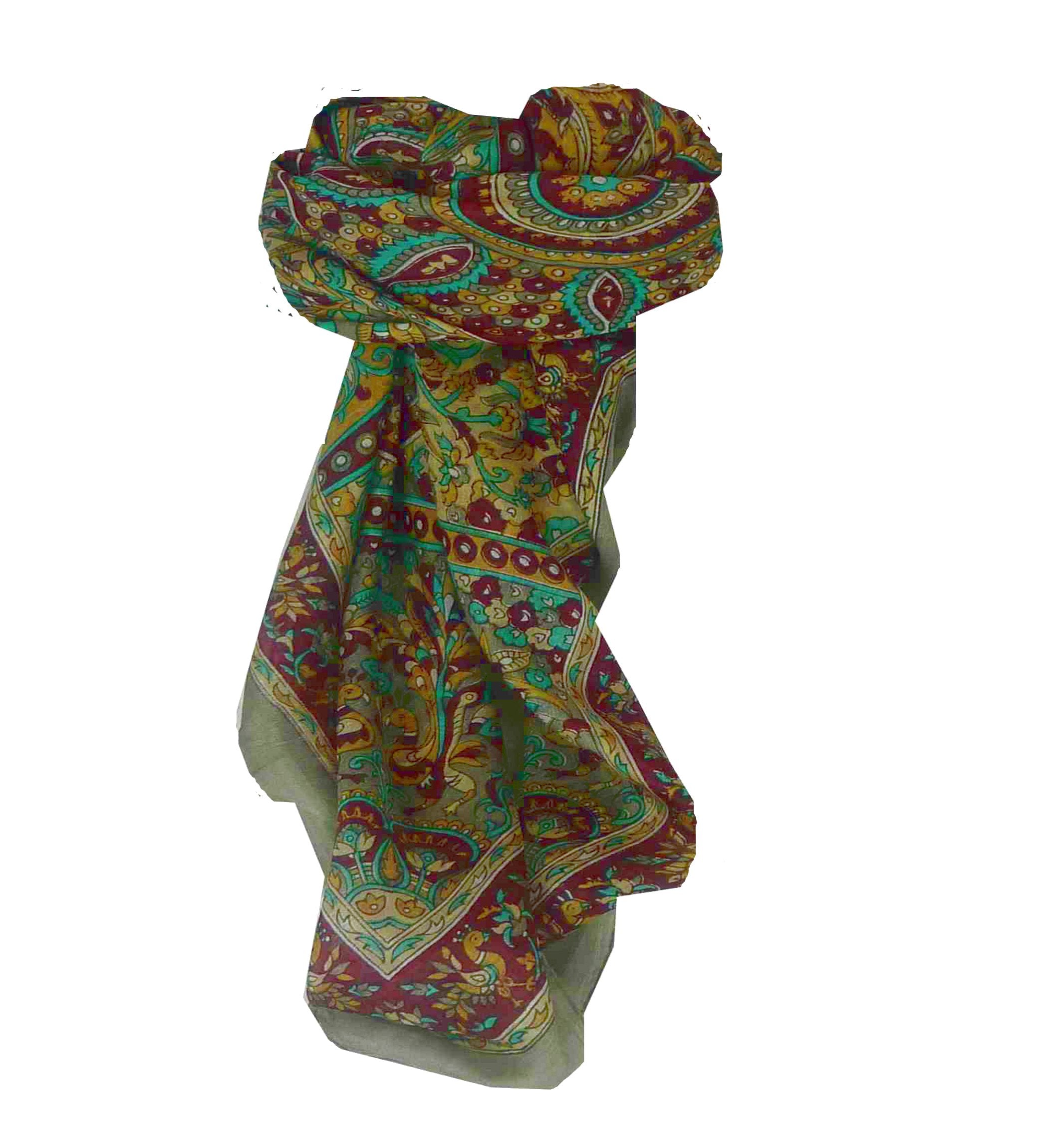 Tradizionale Sciarpa Quadrata di Seta Mahe Grey di Pashmina & Silk