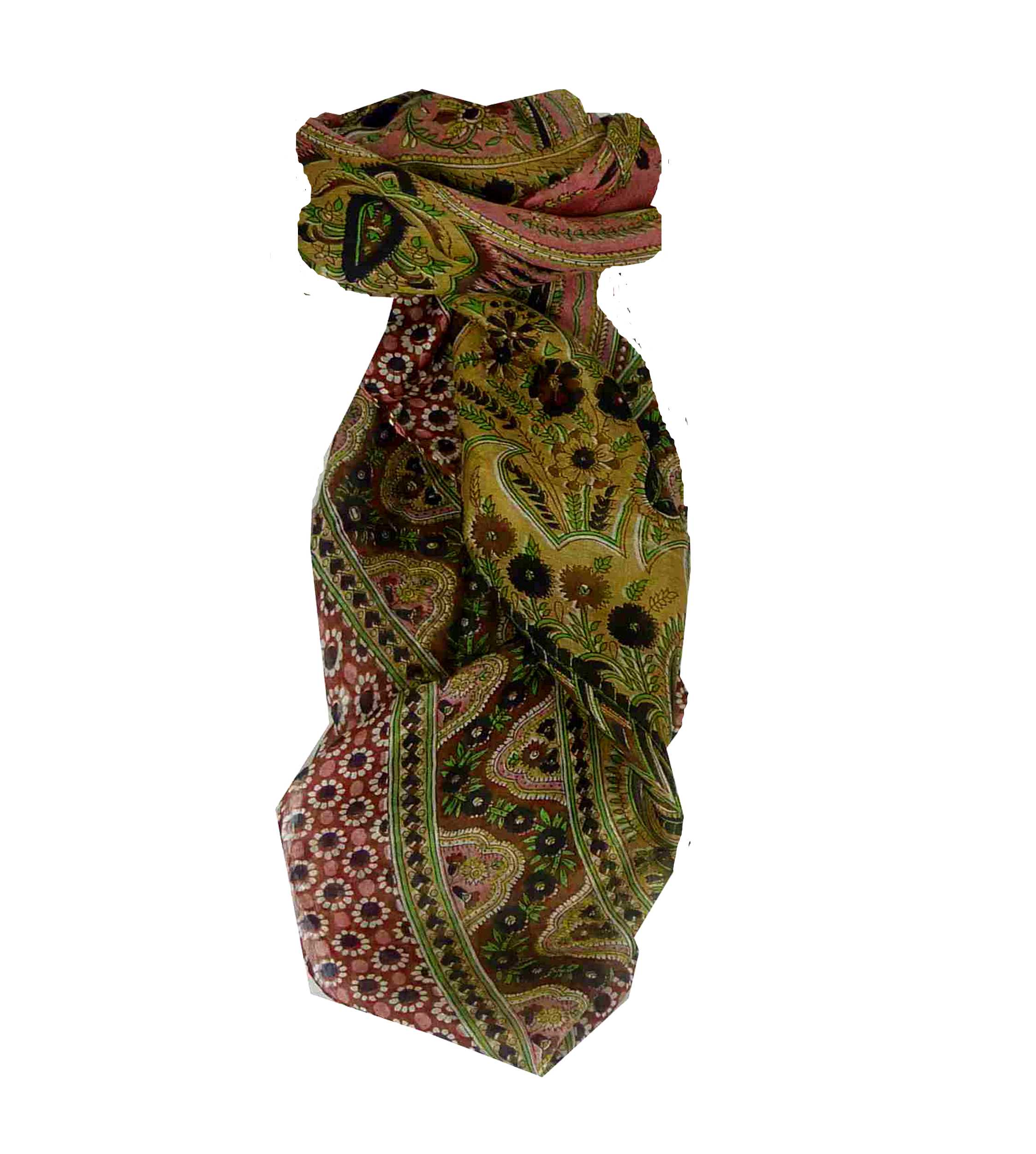 Tradizionale Sciarpa Quadrata di Seta Margao Red di Pashmina & Silk