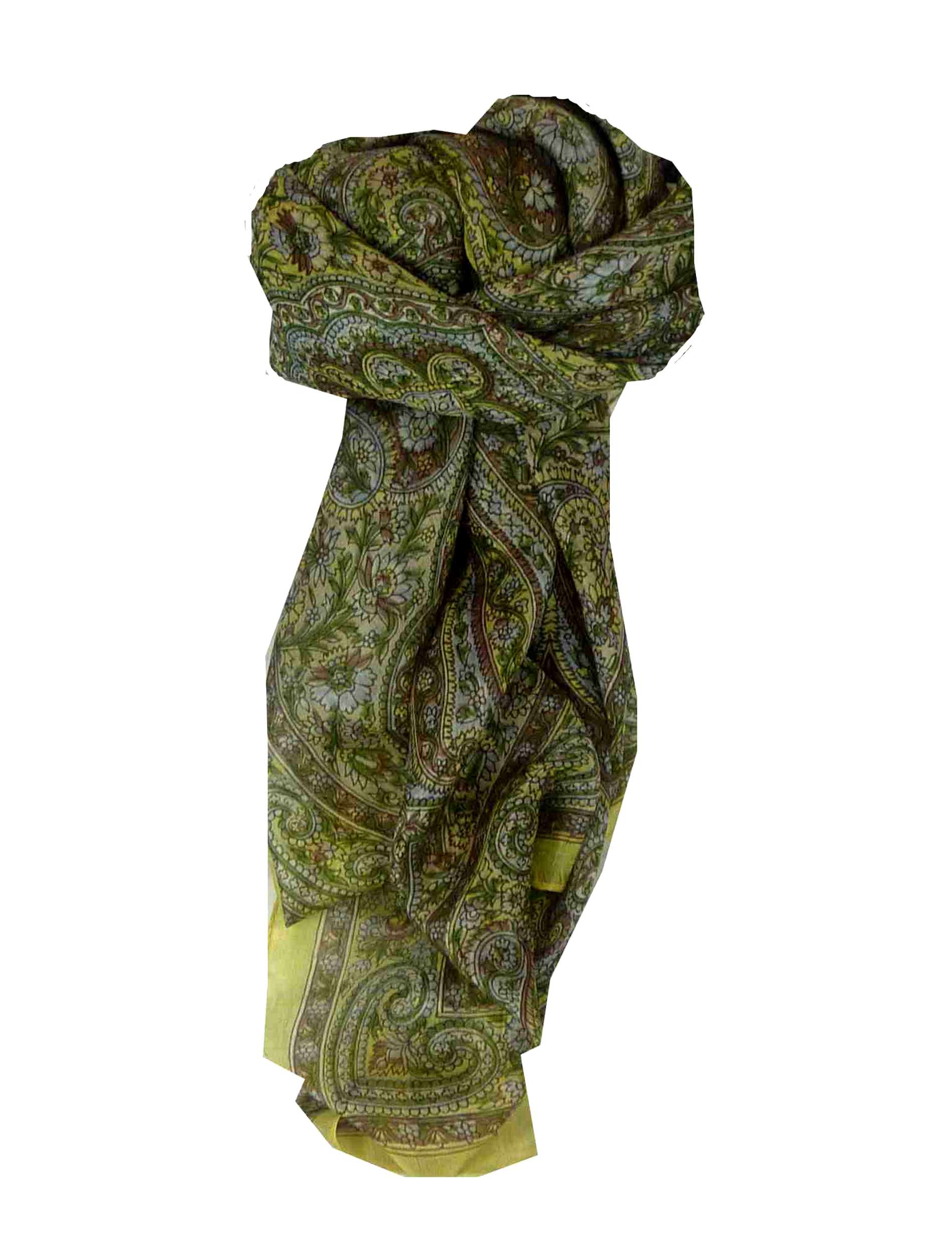 Tradizionale Sciarpa Quadrata di Seta Neela Cream di Pashmina & Silk