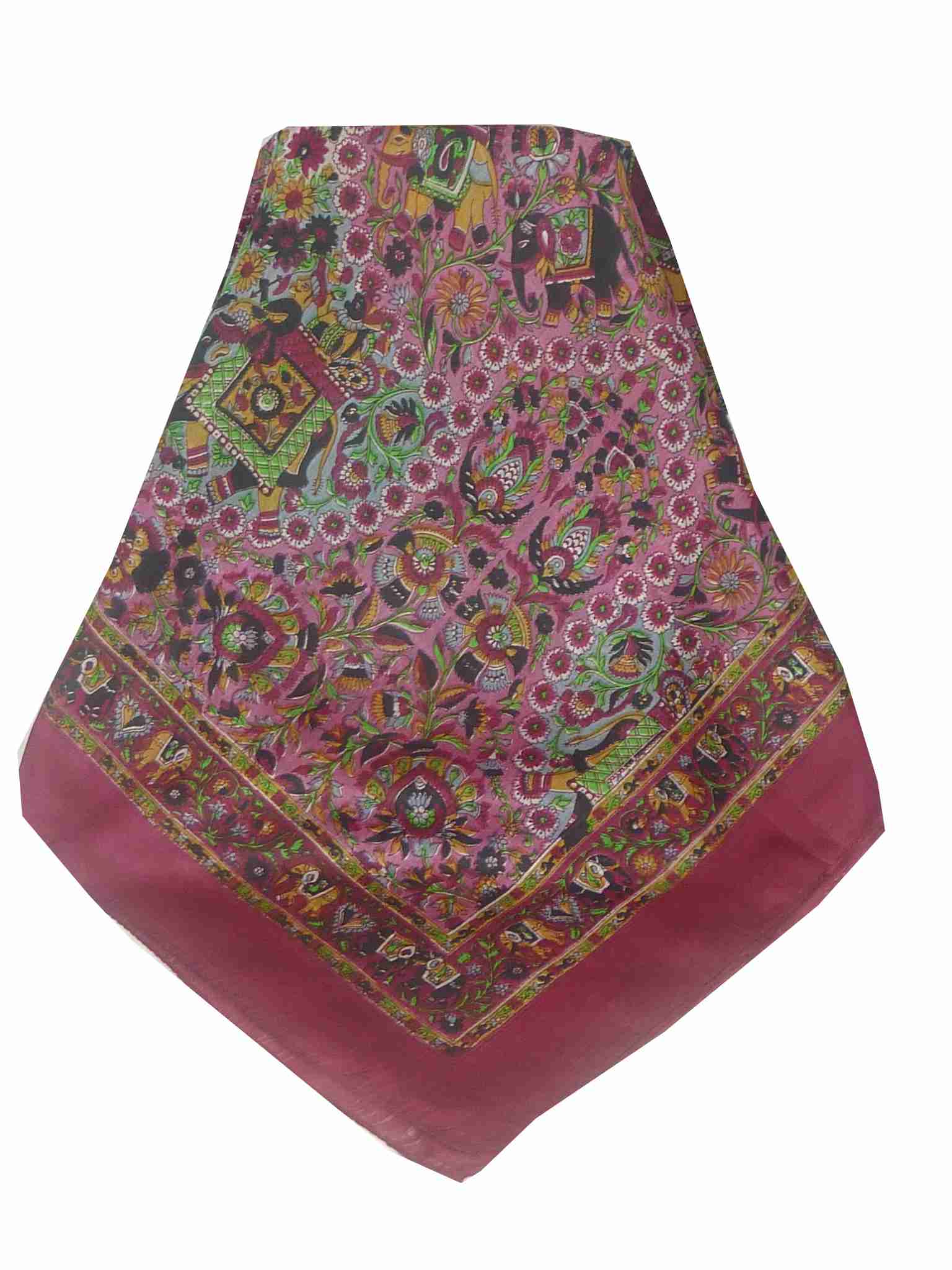 Tradizionale Sciarpa Quadrata di Seta Lucknow Pink di Pashmina & Silk
