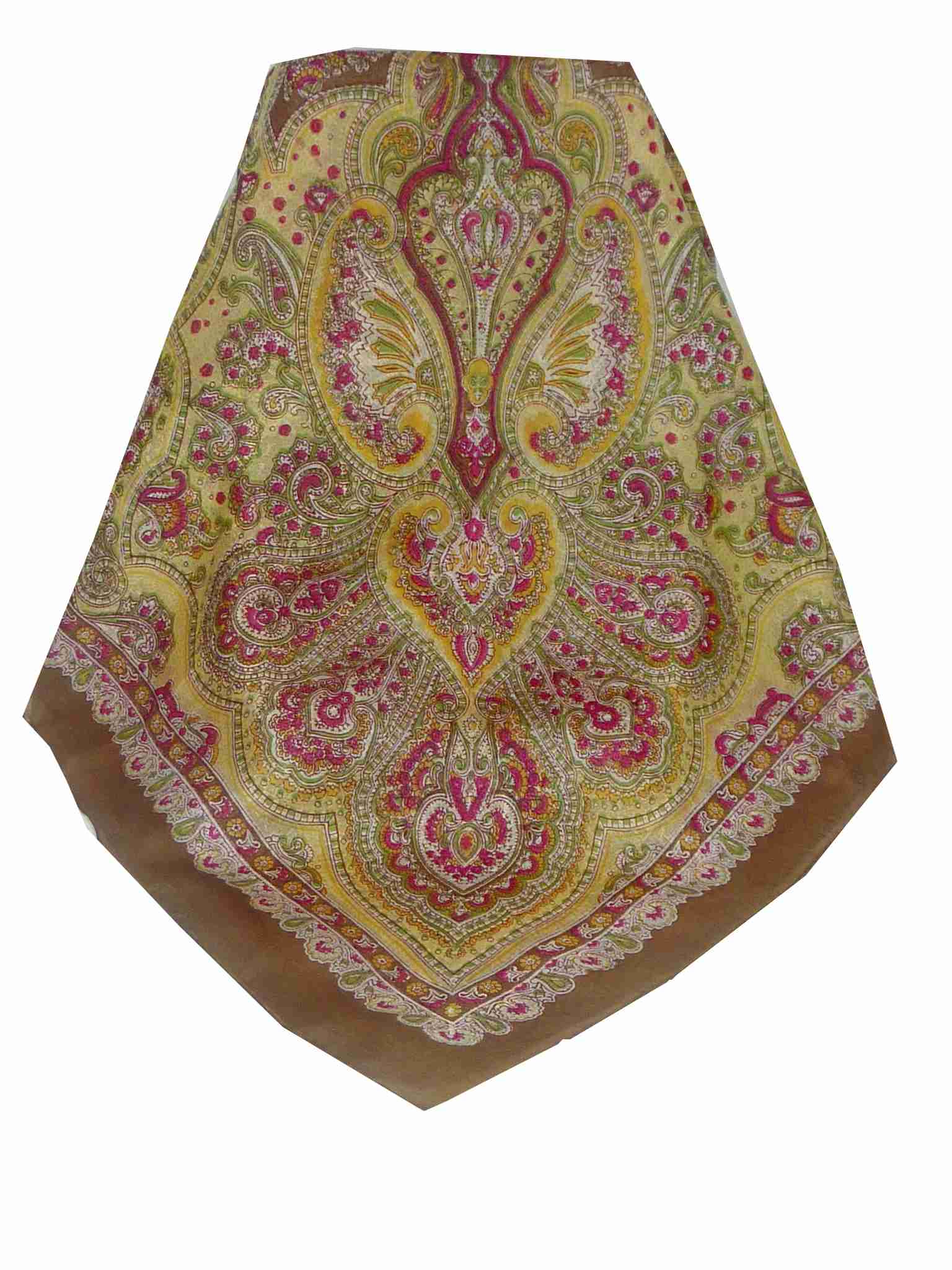 Echarpe Traditional Soie de Mûrier Madras Brown de Pashmina & Silk 