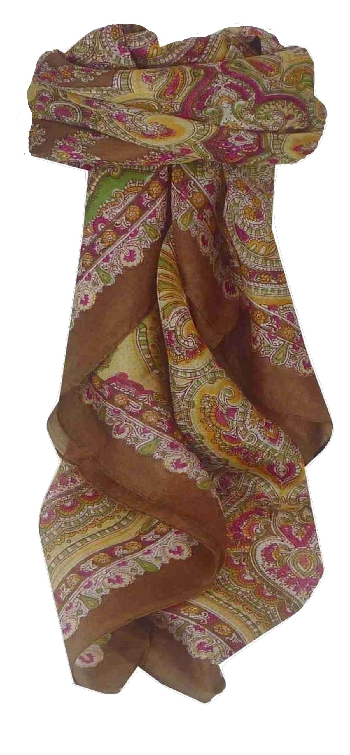 Echarpe Traditional Soie de Mûrier Madras Brown de Pashmina & Silk 