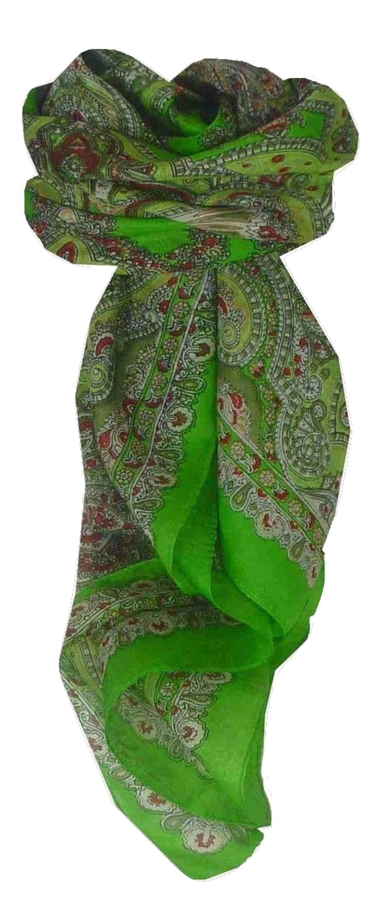Echarpe Traditional Soie de Mûrier Madras Green de Pashmina & Silk 