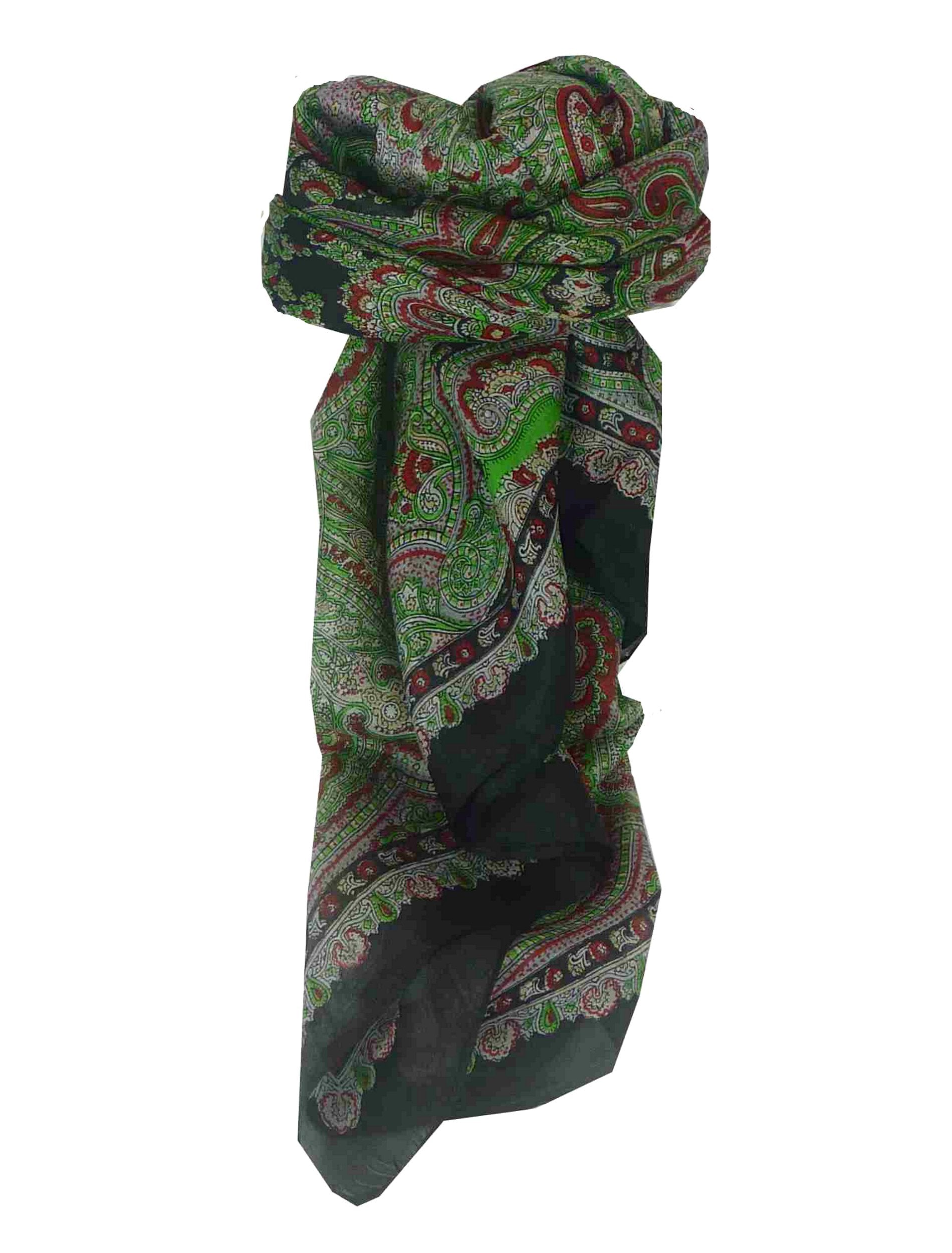 Echarpe Traditional Soie de Mûrier Madras Black de Pashmina & Silk 