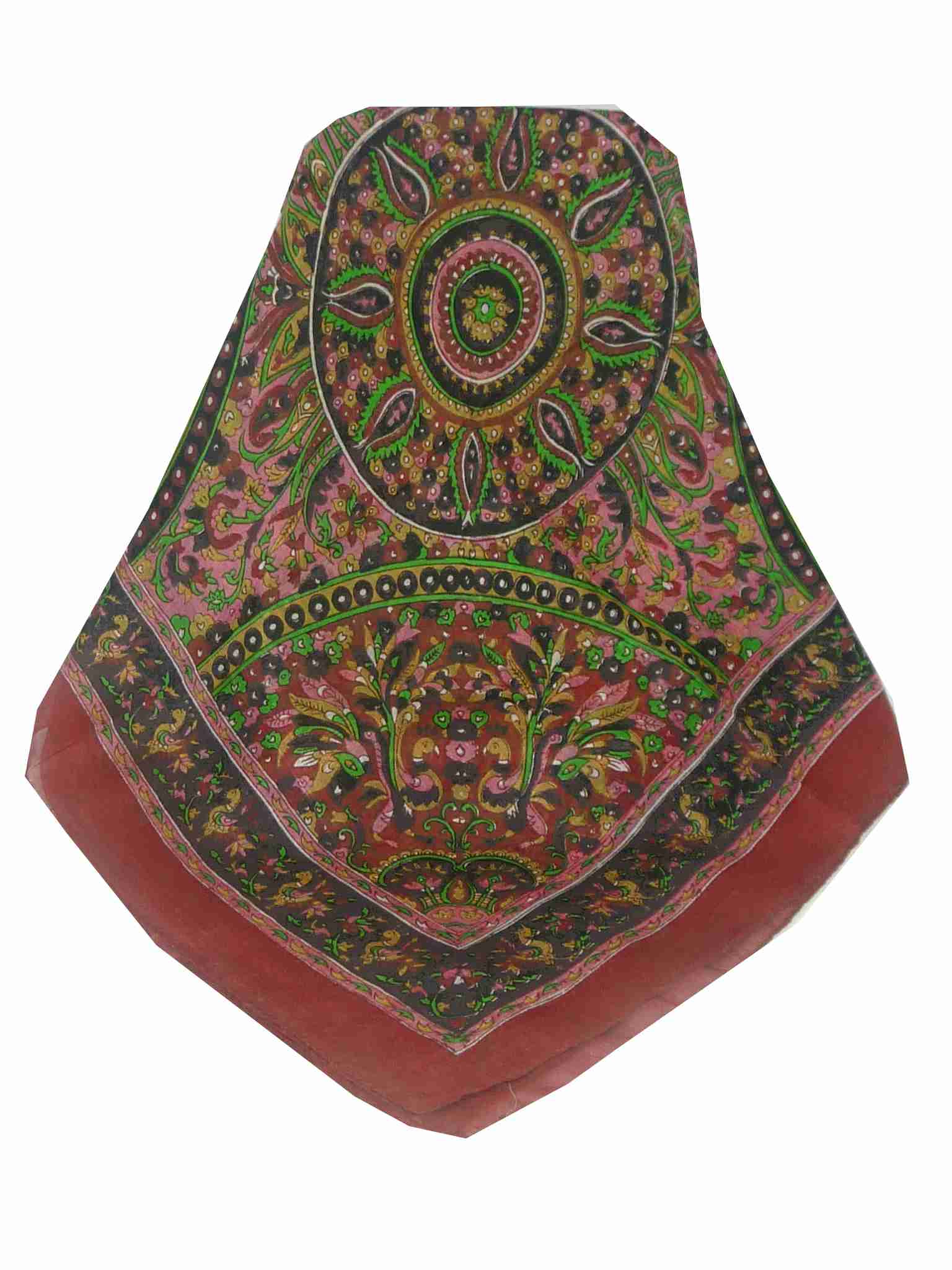 Tradizionale Sciarpa Quadrata di Seta Mahe Red di Pashmina & Silk