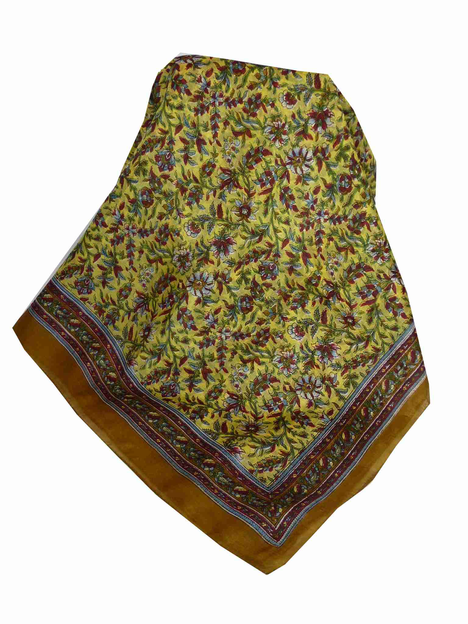 Tradizionale Sciarpa Quadrata di Seta Lamu Caramel di Pashmina & Silk