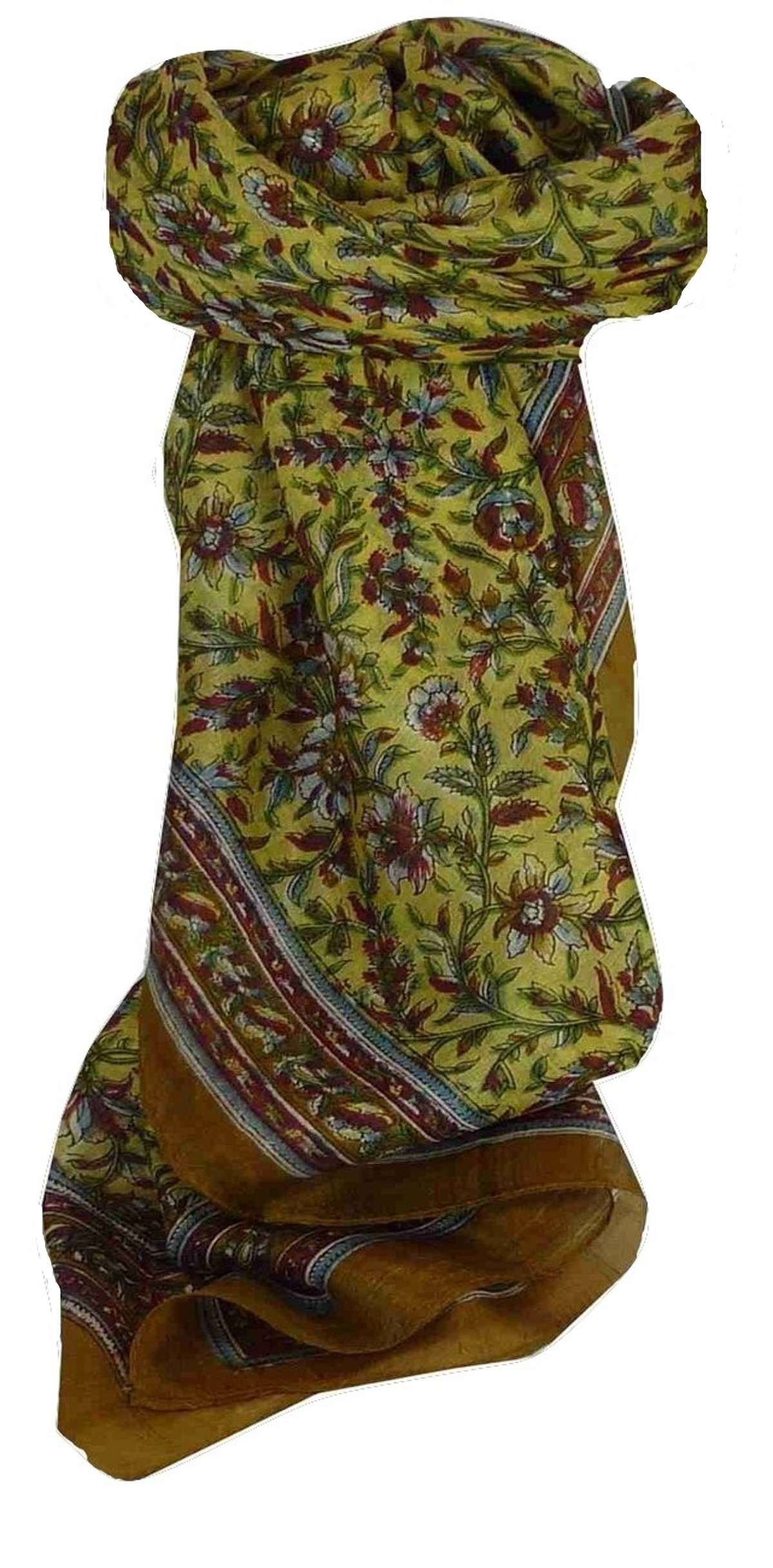 Tradizionale Sciarpa Quadrata di Seta Lamu Caramel di Pashmina & Silk