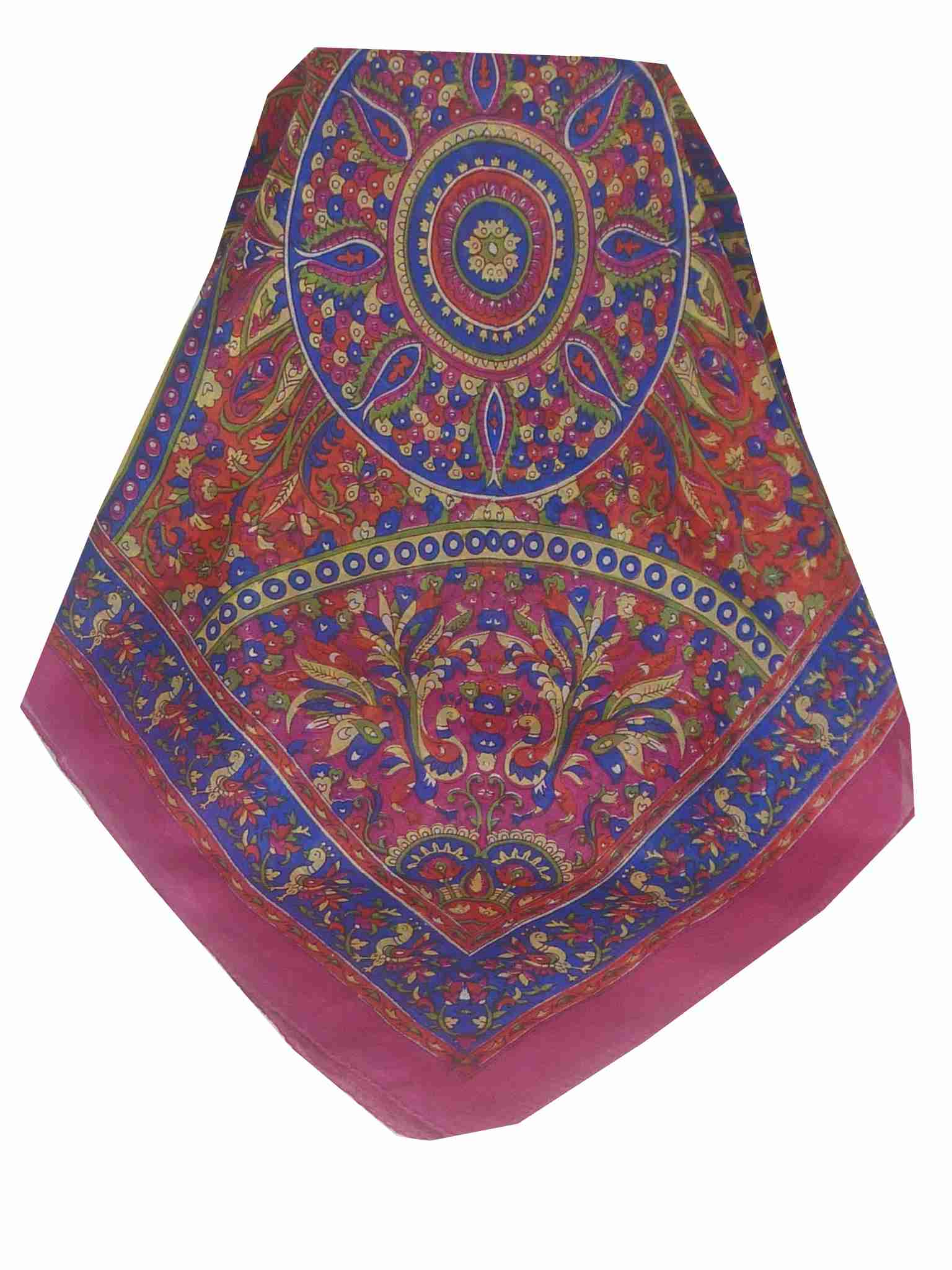 Tradizionale Sciarpa Quadrata di Seta Leh Pink di Pashmina & Silk