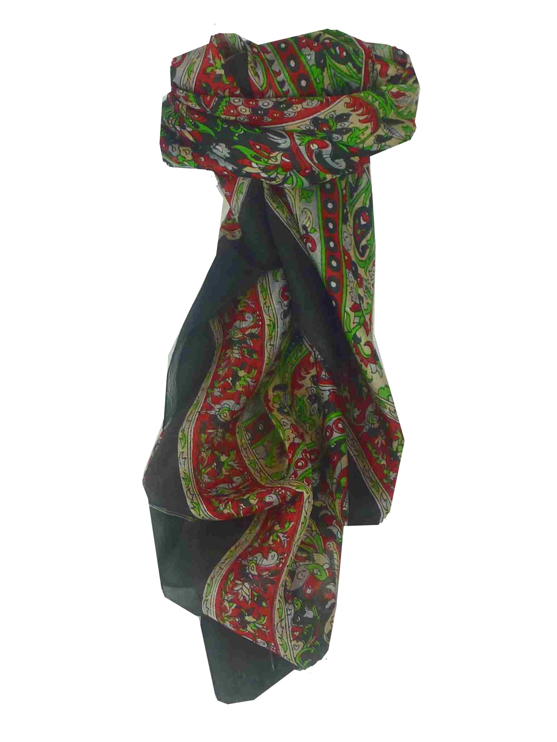 Tradizionale Sciarpa Quadrata di Seta Leh Black di Pashmina & Silk