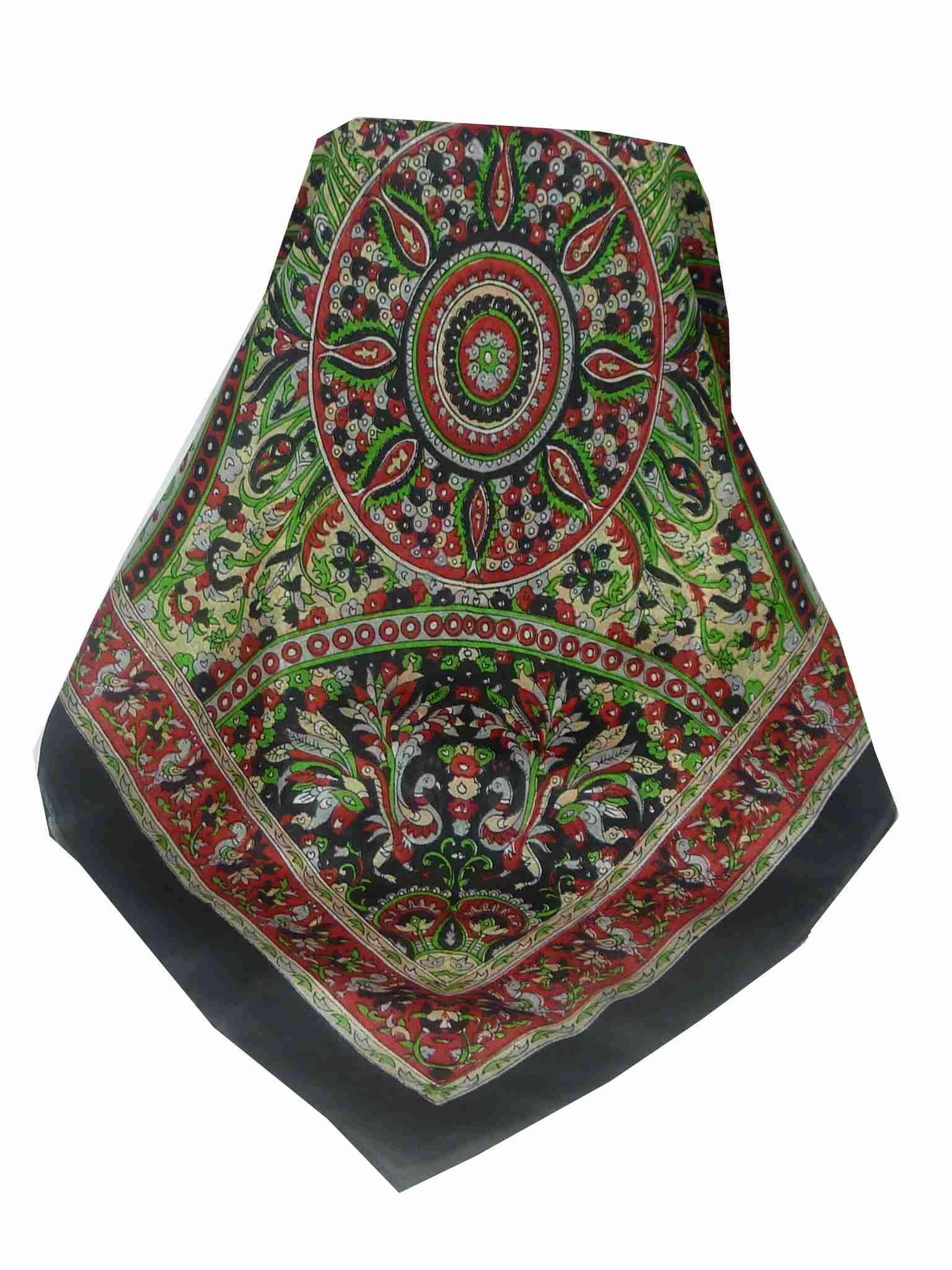 Tradizionale Sciarpa Quadrata di Seta Leh Black di Pashmina & Silk