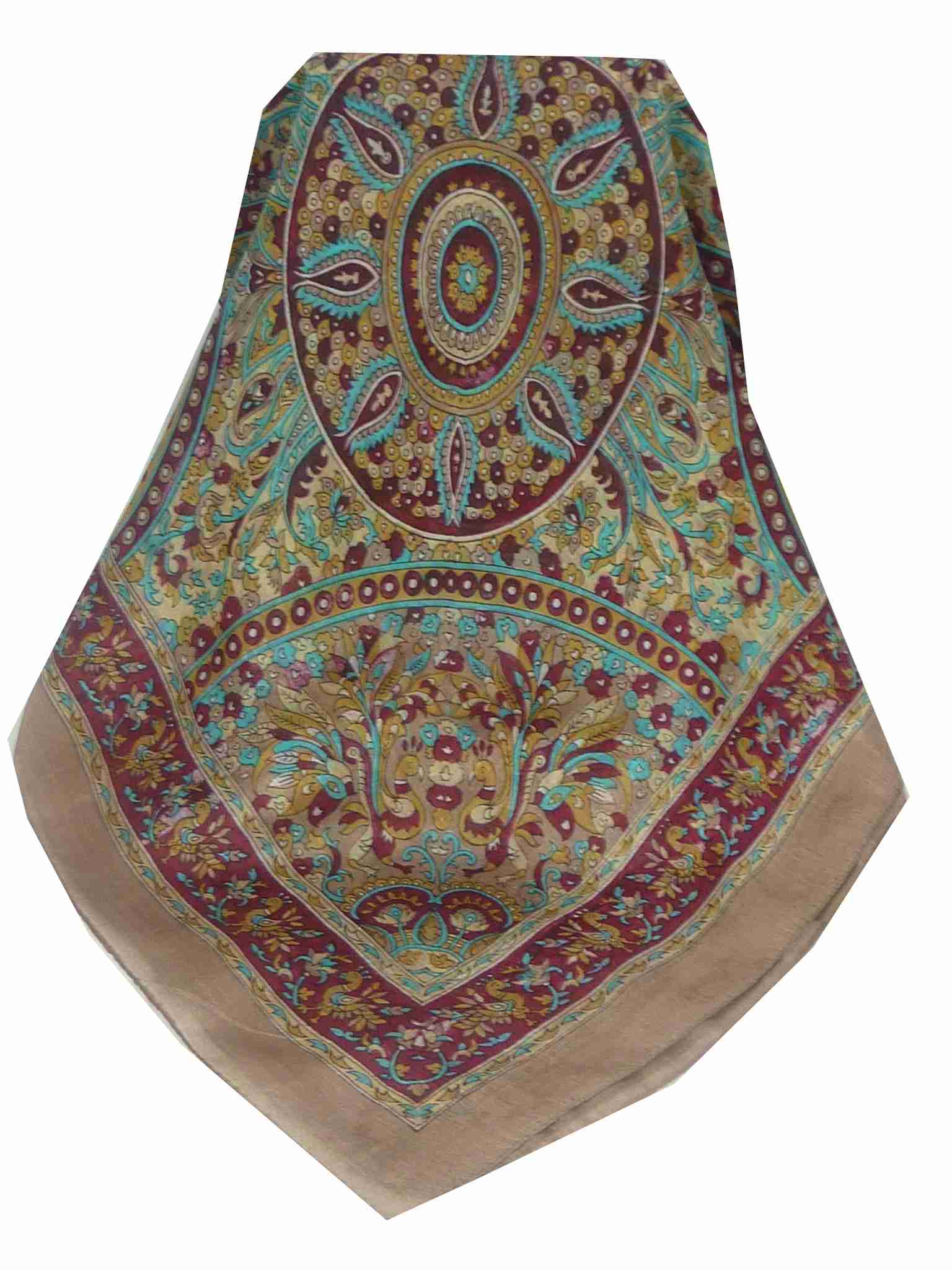 Tradizionale Sciarpa Quadrata di Seta Leh Peach di Pashmina & Silk