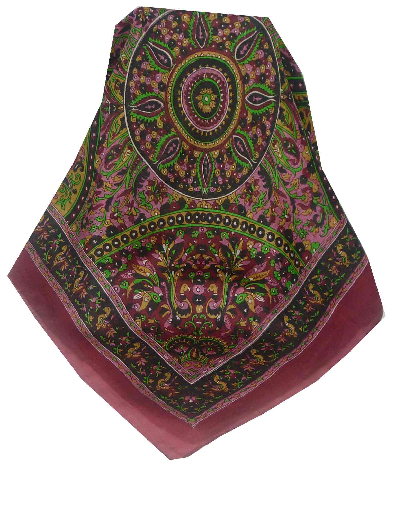 Tradizionale Sciarpa Quadrata di Seta Leh Red di Pashmina & Silk